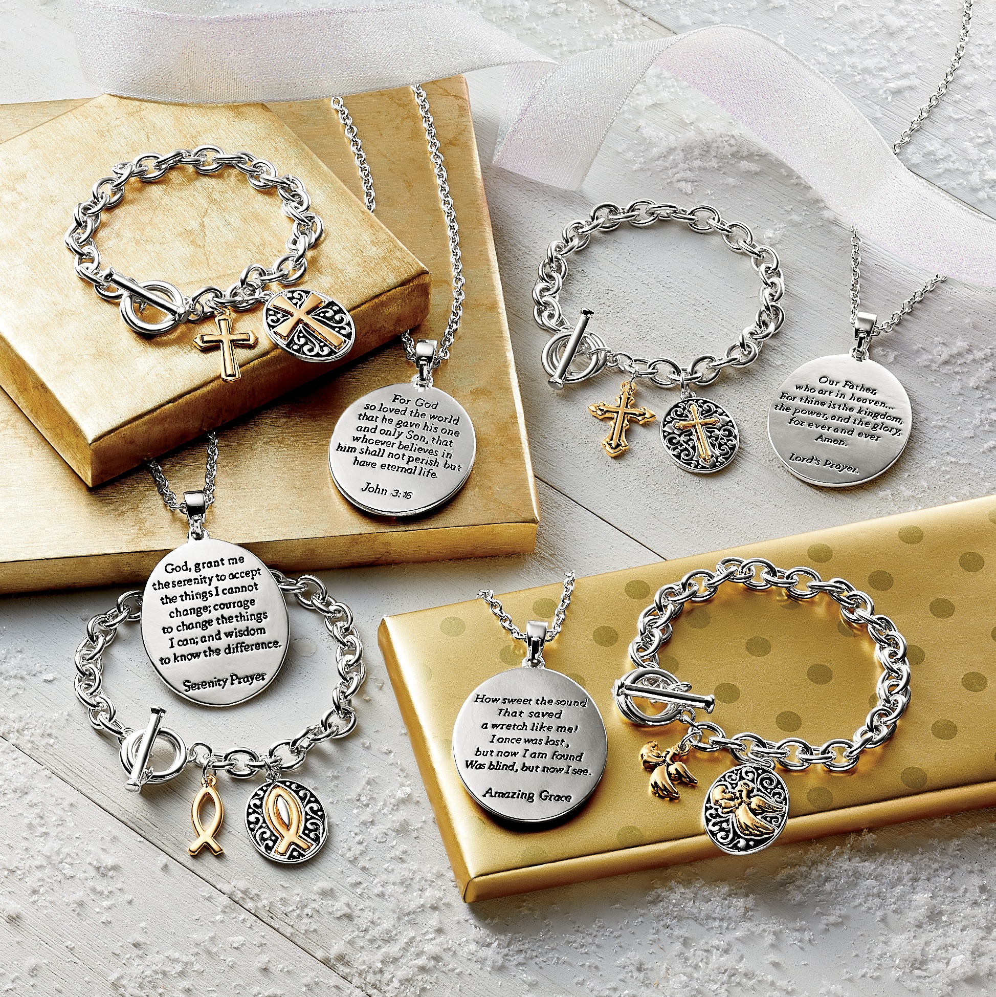 Prayer Charm Two-Tone Jewelry