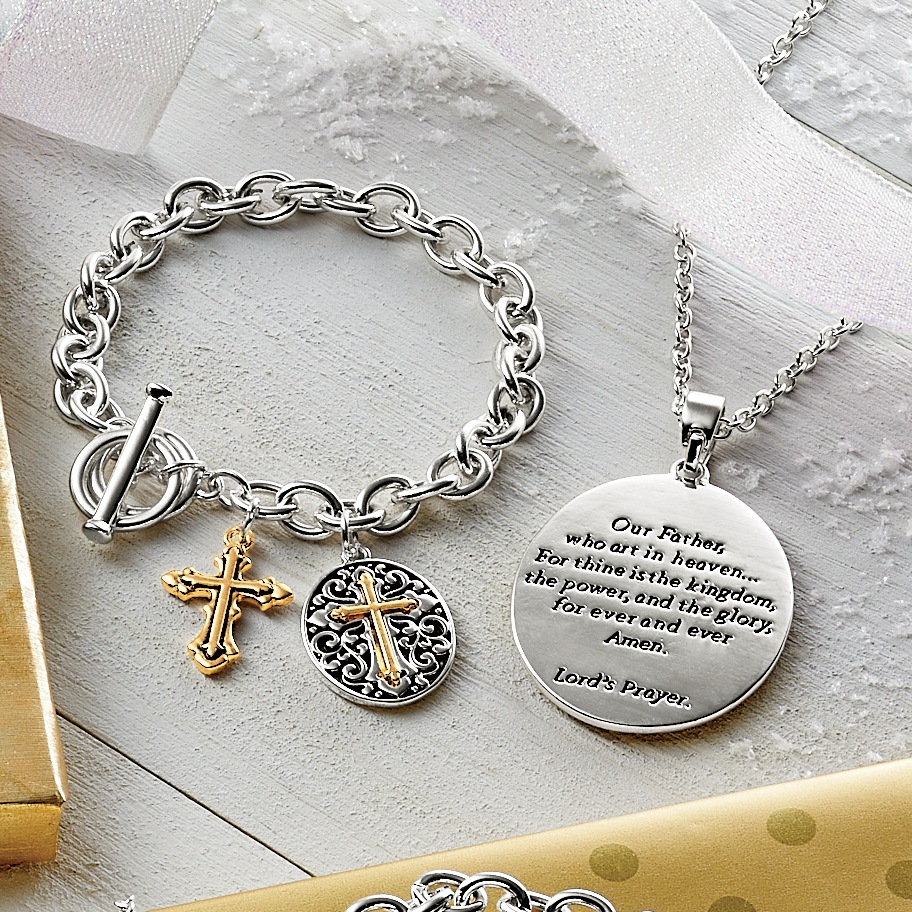 Prayer Charm Two-Tone Jewelry 4 Prayer Charm Two-Tone Jewelry