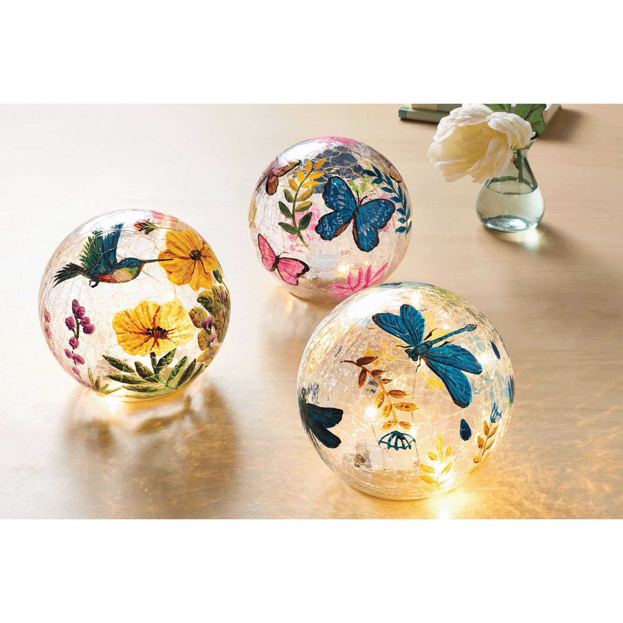 Choice of 3 Lit Glass Spring Orbs
