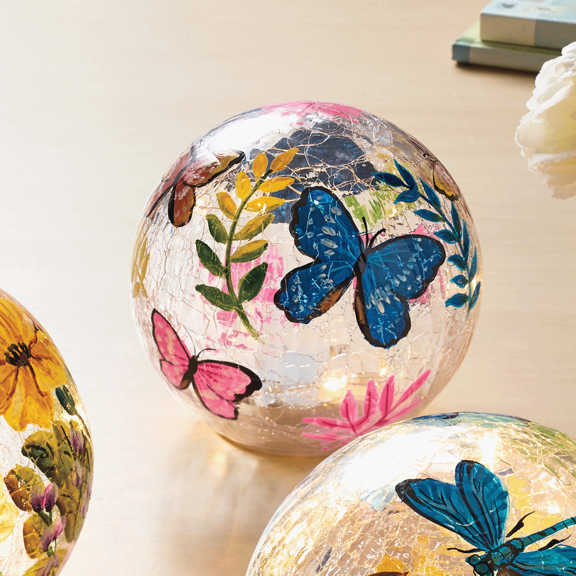 Choice of 3 Lit Glass Spring Orbs