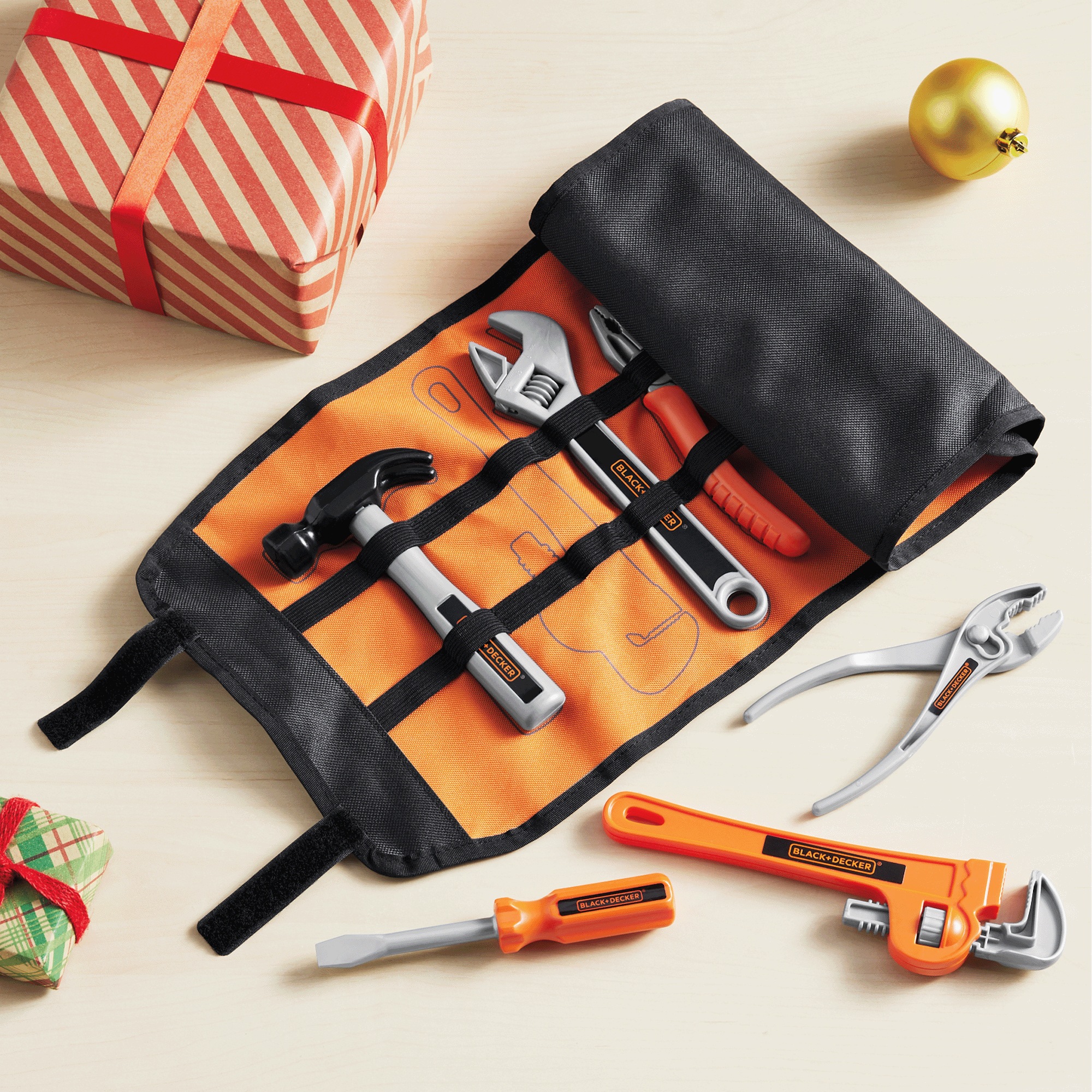 BLACK+DECKER Roll-Up Tool Bag with Toy Tools