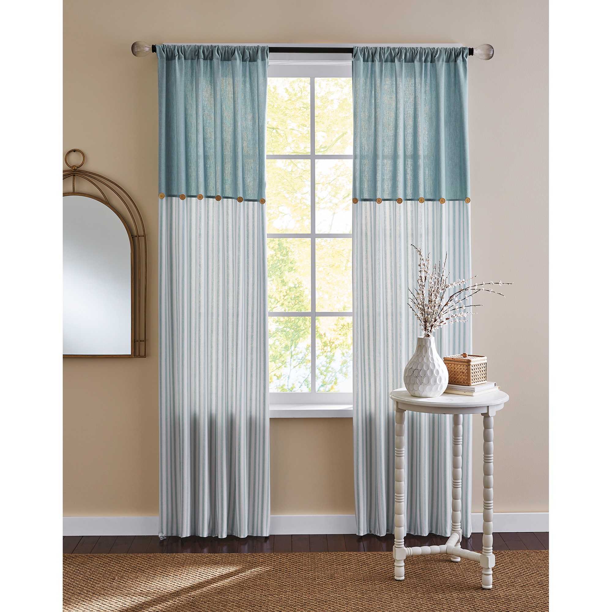 Cotton Striped Panel with Buttons