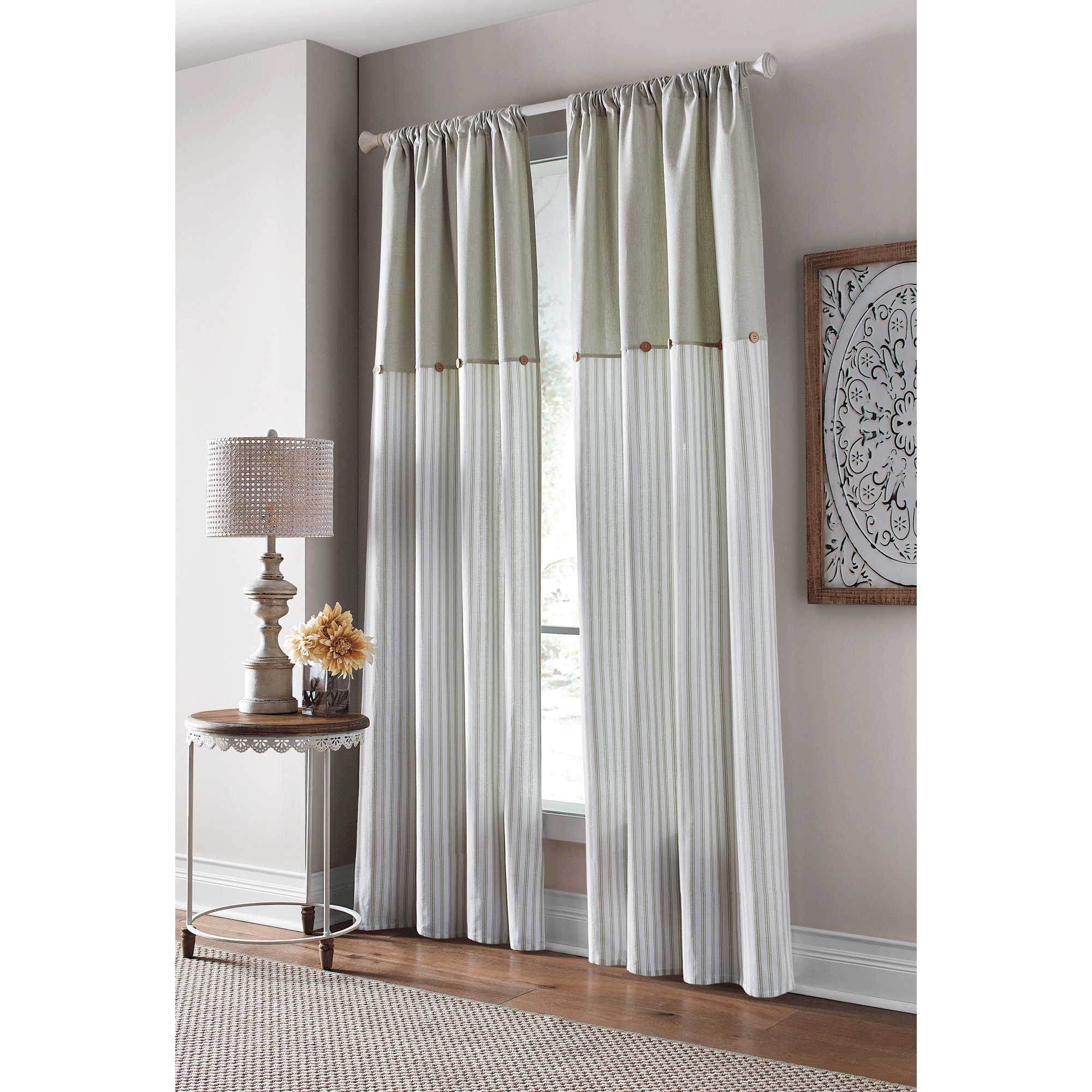 Cotton Striped Panel with Buttons