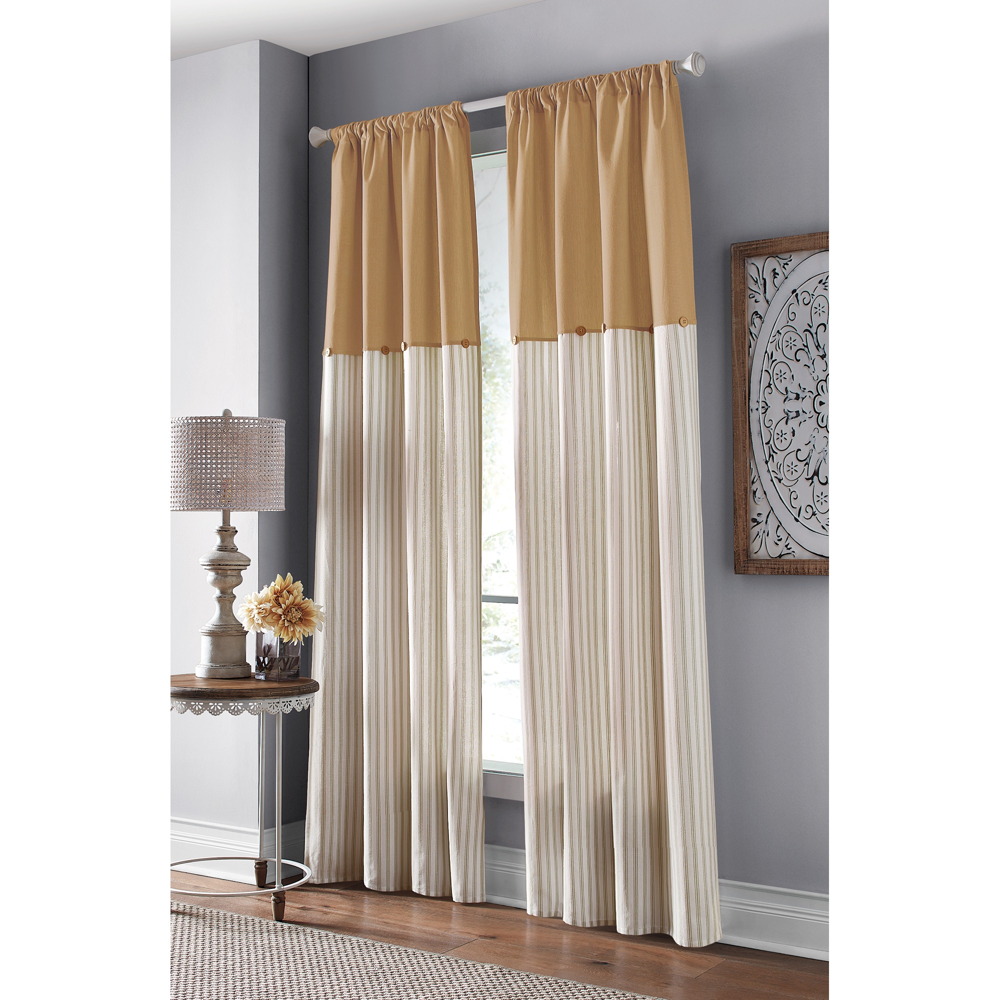 Cotton Striped Panel with Buttons 4 Cotton Striped Panel with Buttons