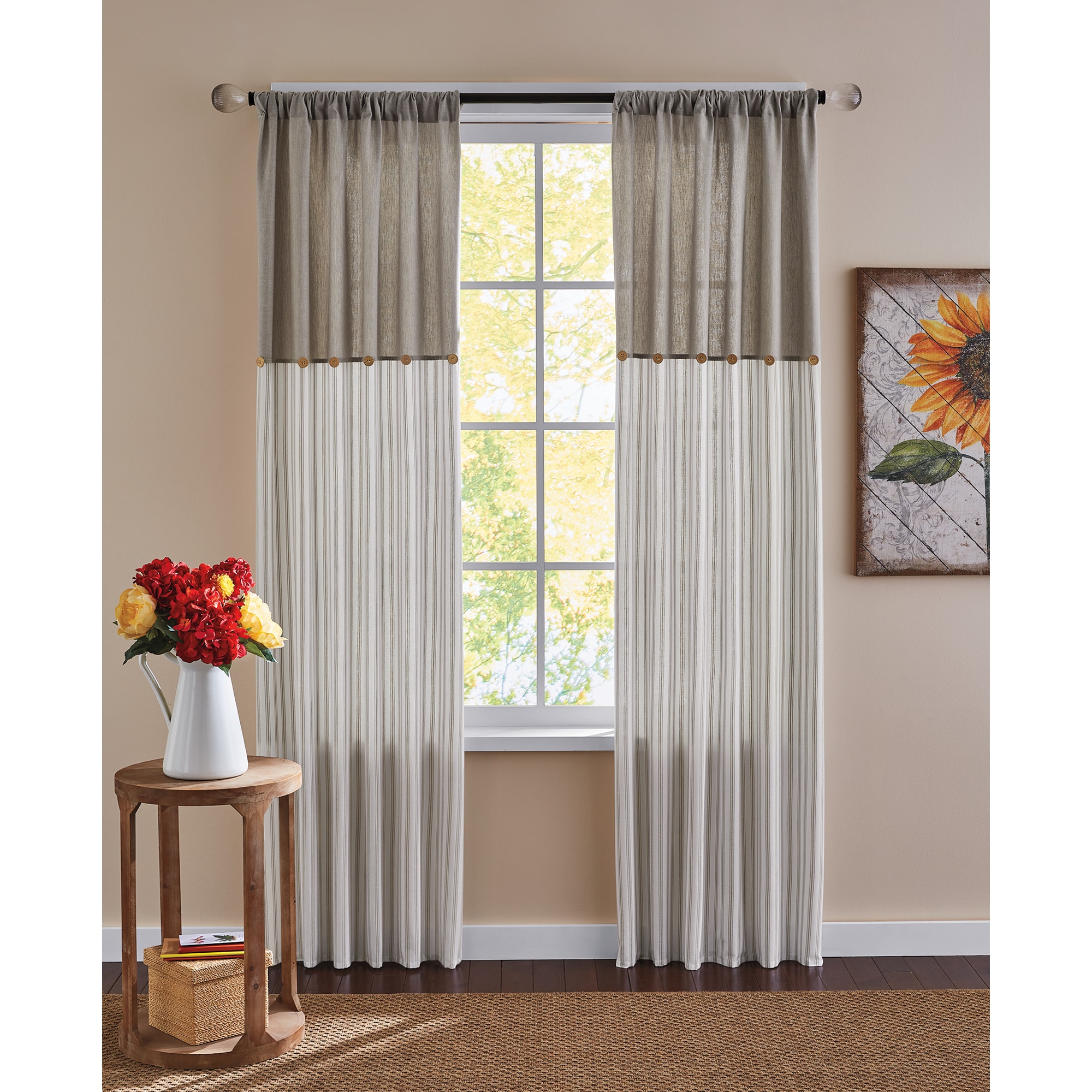 Cotton Striped Panel with Buttons 5 Cotton Striped Panel with Buttons