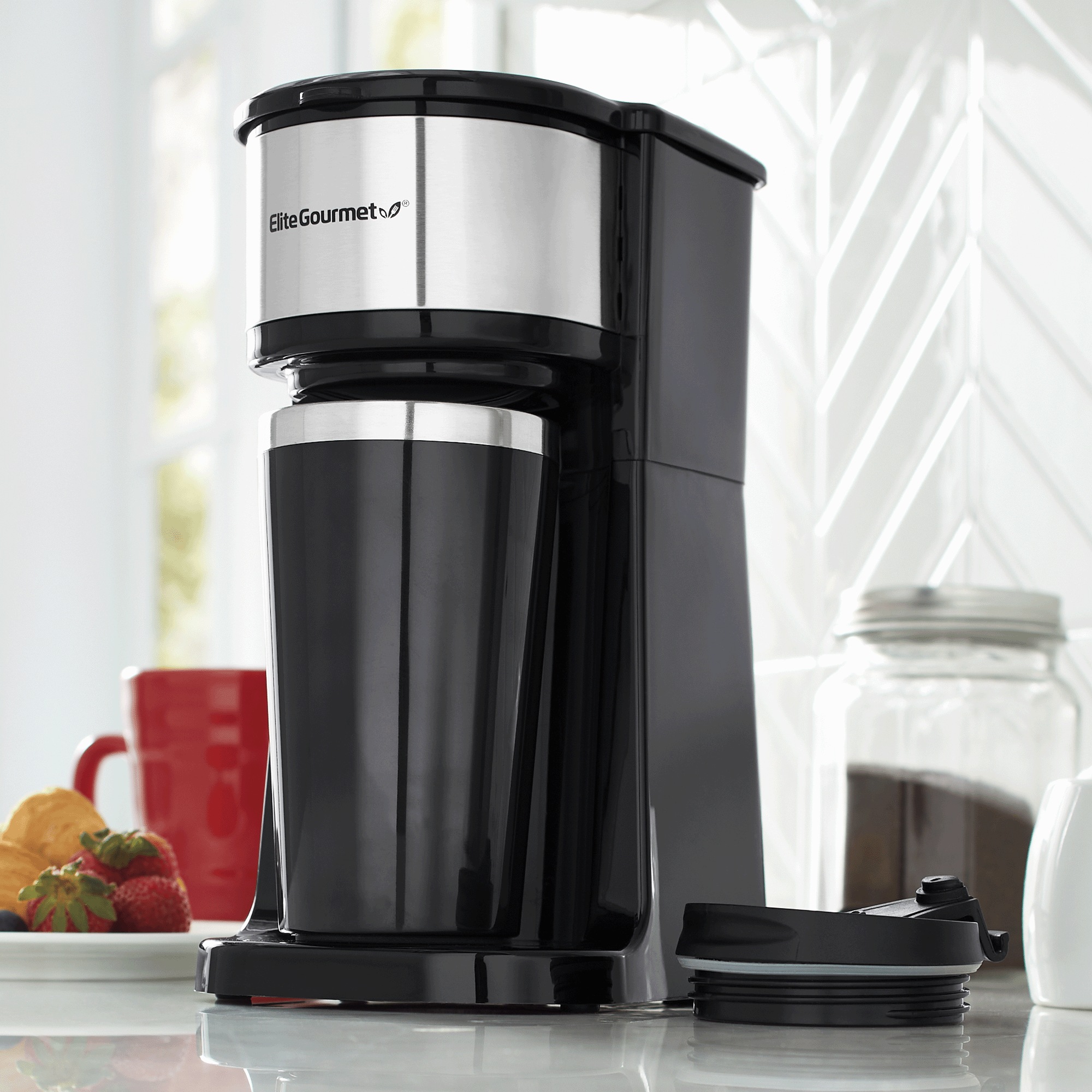 Elite Gourmet 1-Cup Coffee Maker with Mug