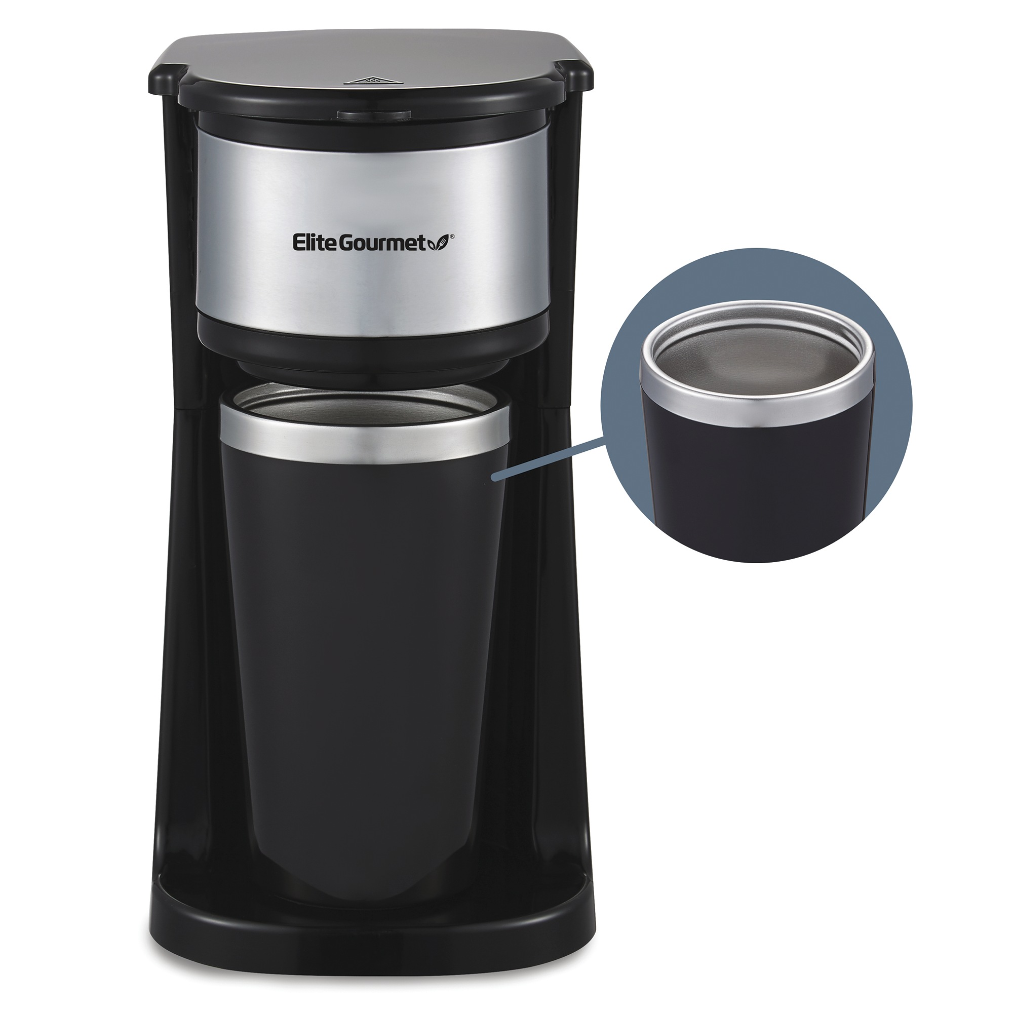 Elite Gourmet 1-Cup Coffee Maker with Mug