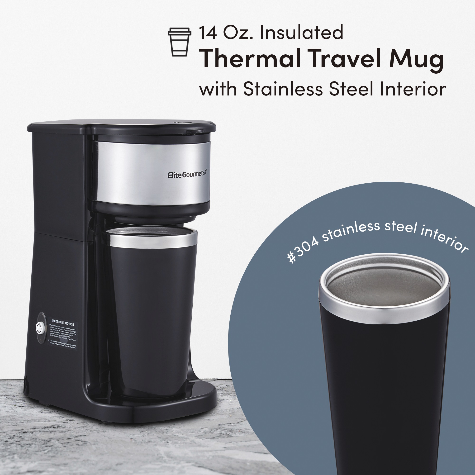 Elite Gourmet 1-Cup Coffee Maker with Mug 4 Elite Gourmet 1-Cup Coffee Maker with Mug
