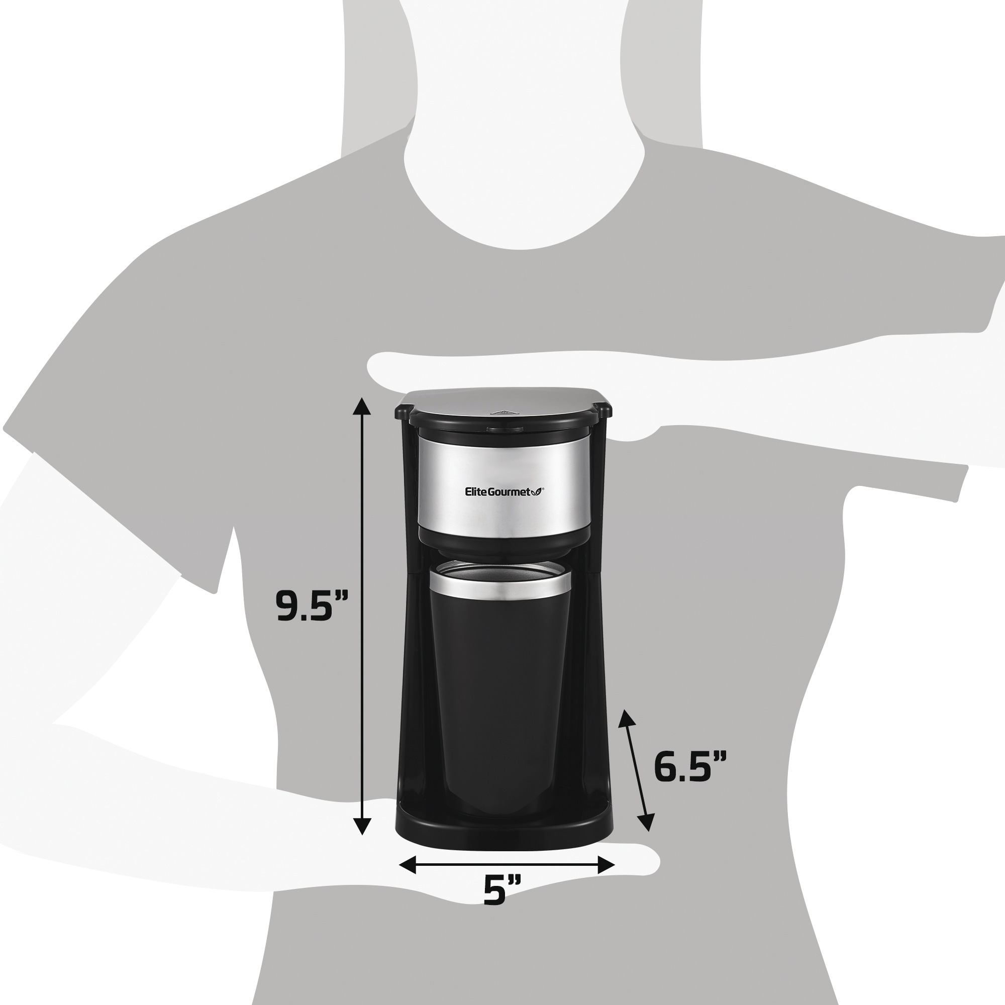 Elite Gourmet 1-Cup Coffee Maker with Mug 8 Elite Gourmet 1-Cup Coffee Maker with Mug