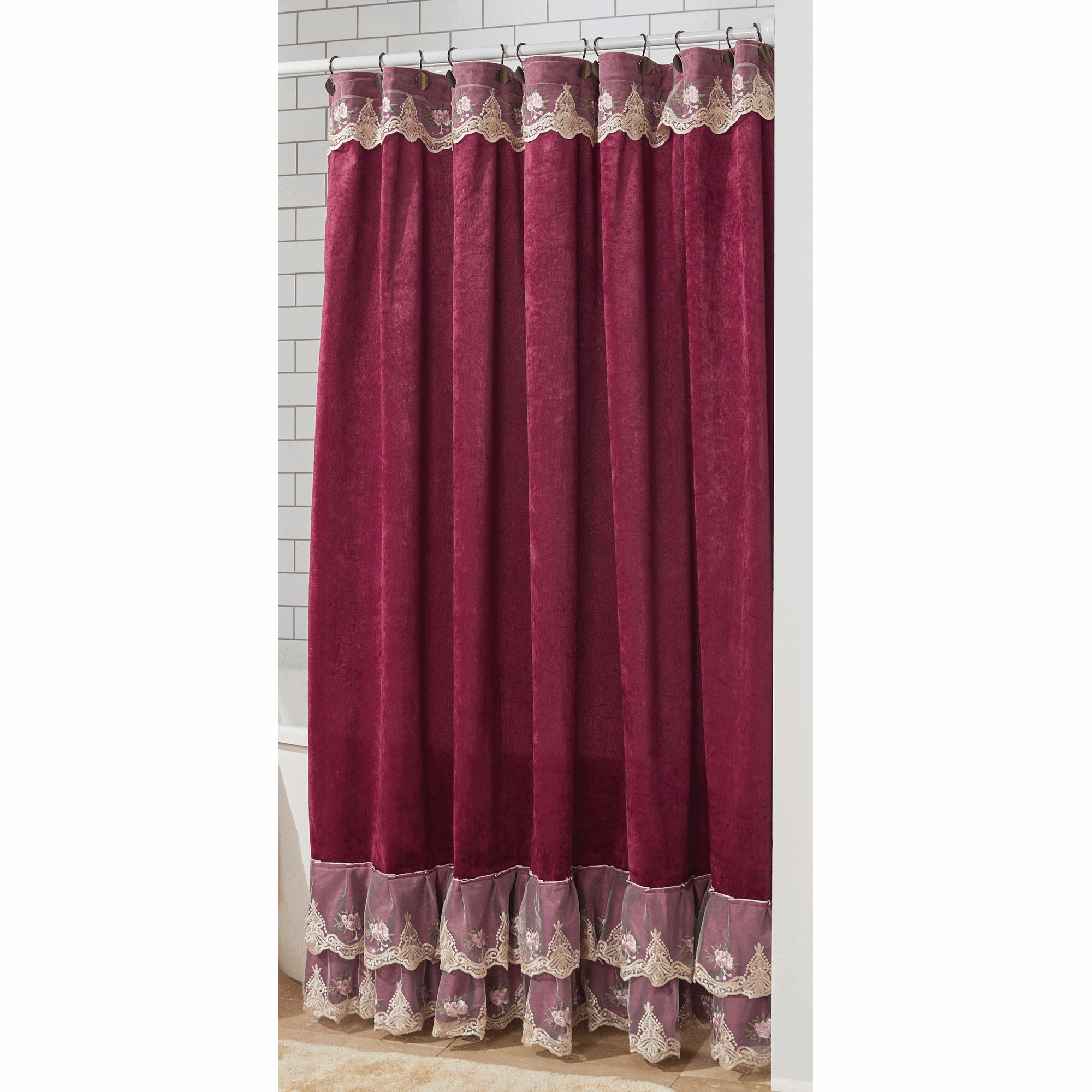 Velvet Ruffle Shower Curtain