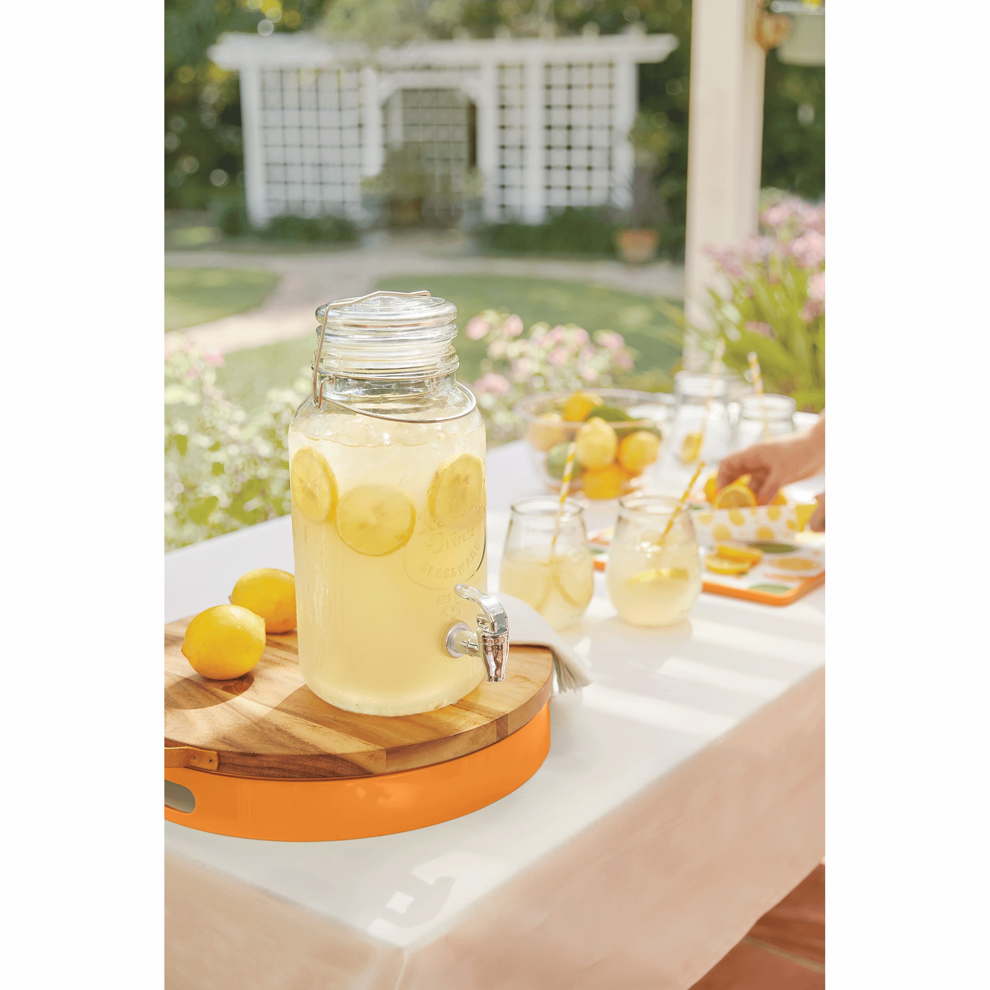 Retro Beverage Dispenser with Set of 4 Glasses