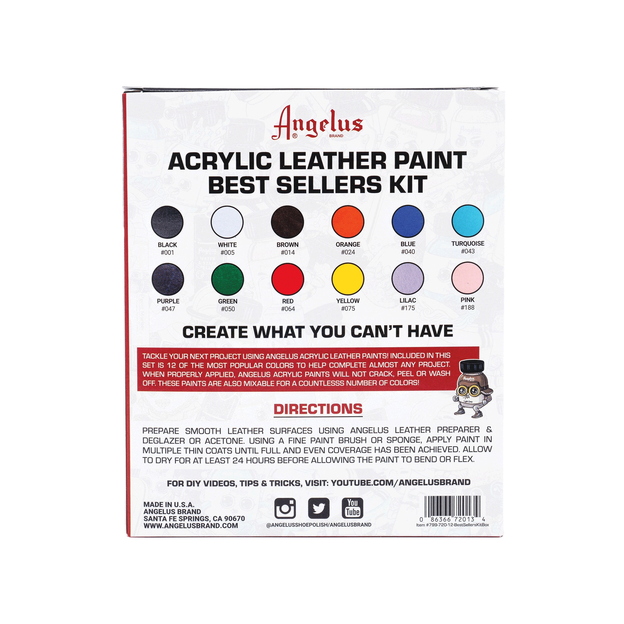 Angelus Acrylic Leather Paint Best Sellers Kit 4 Angelus Acrylic Leather Paint Best Sellers Kit