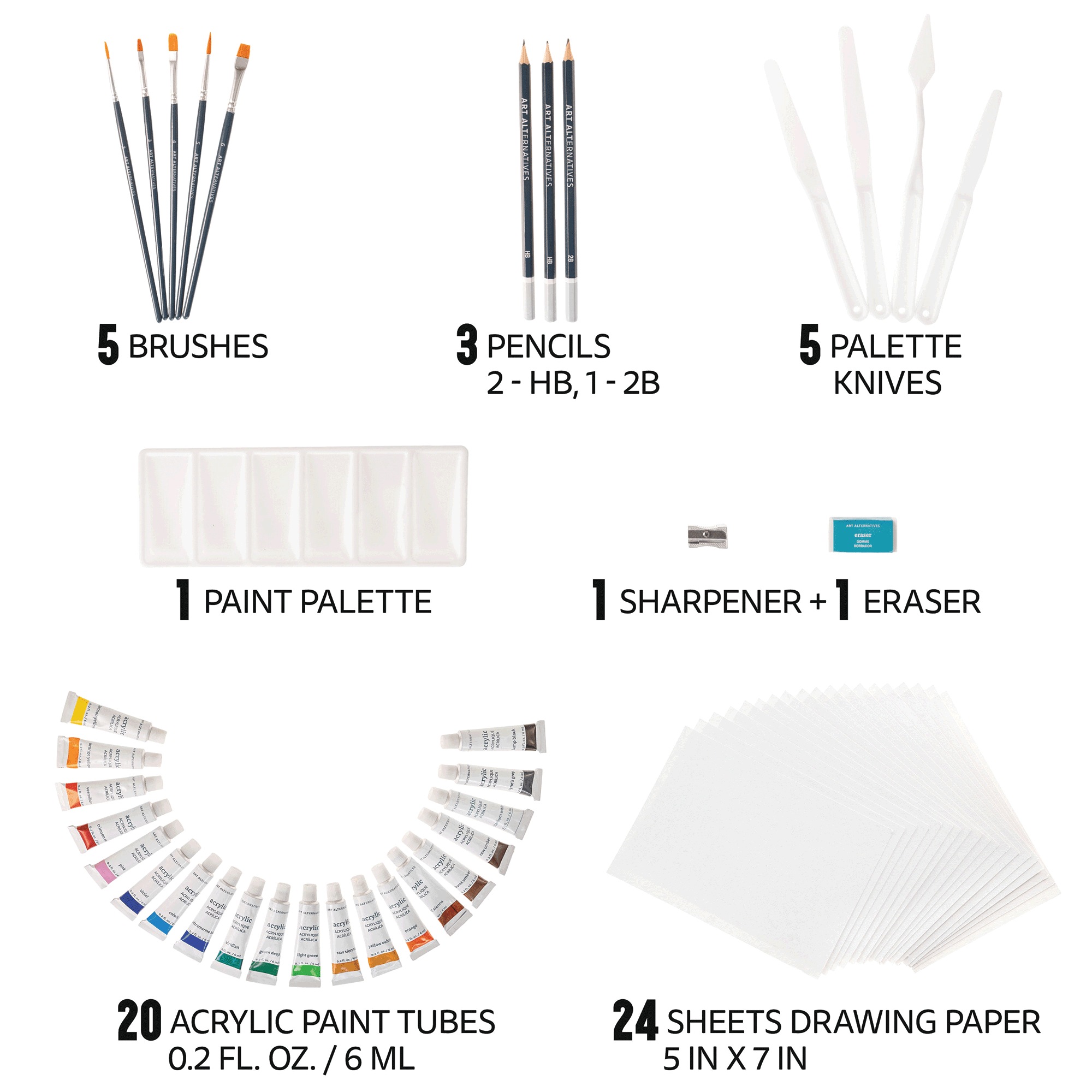Art Alternatives 60-Piece Acrylic Art Set