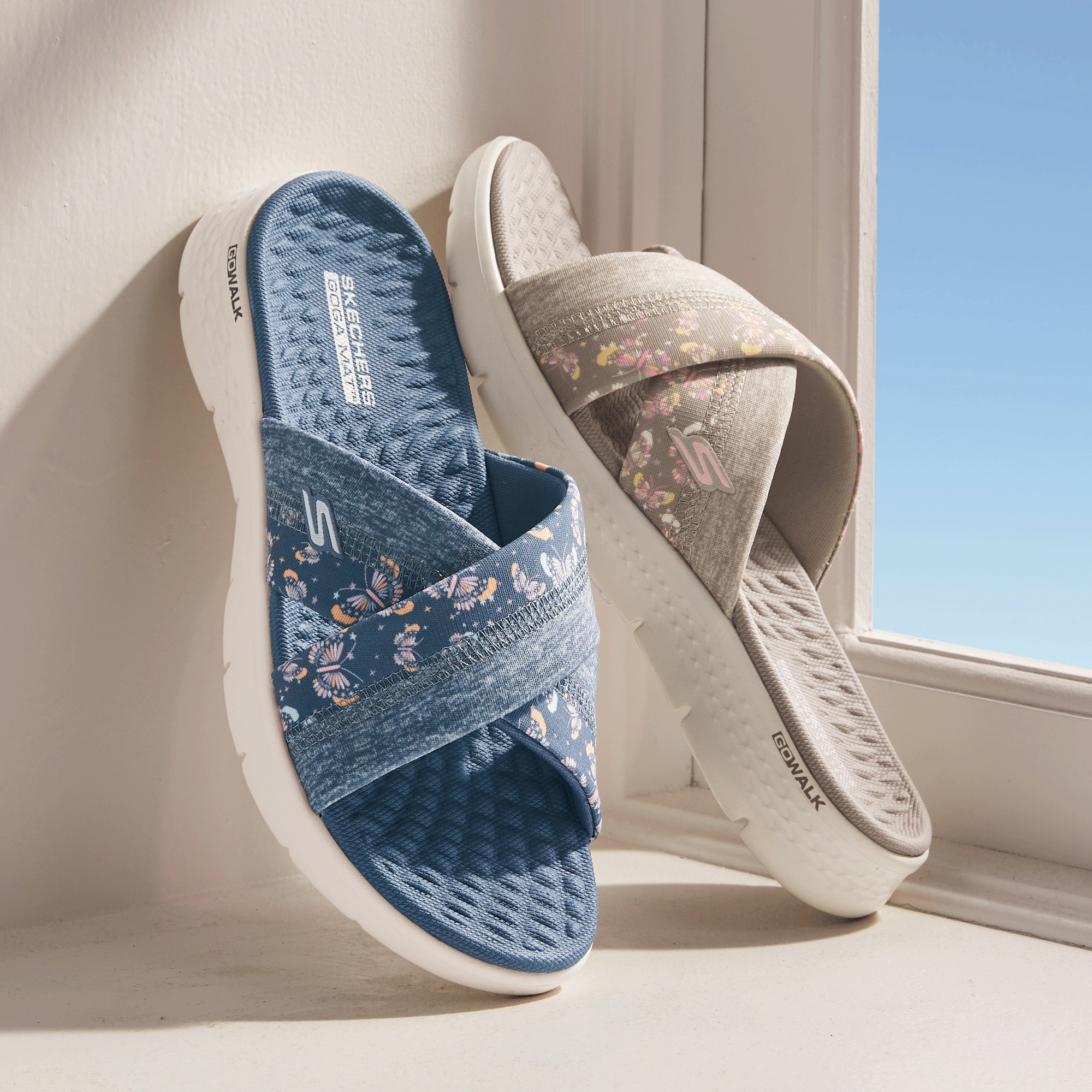 Skechers Womens' GO WALK Flex Butterfly Bliss Slide