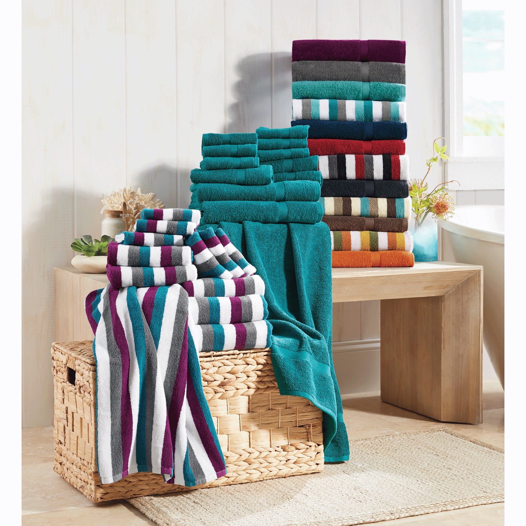 12-Piece Serene Cotton Terry Bath Towel Set
