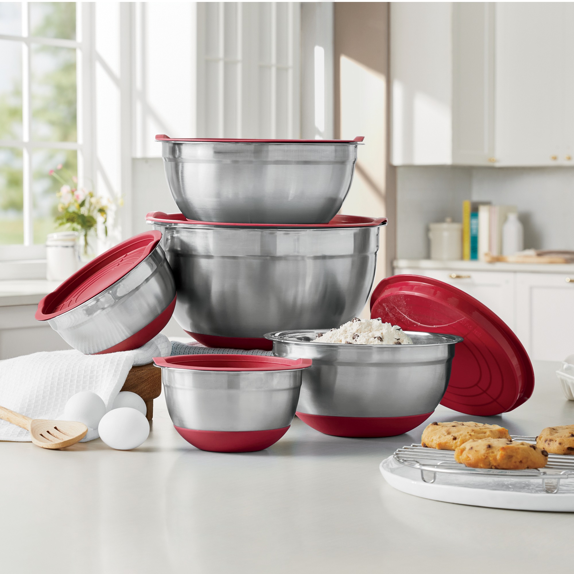 10-Piece Steel Bowl Set with Silicone Base