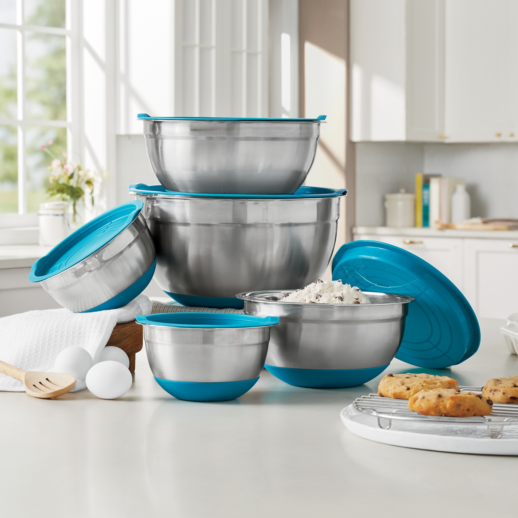 10-Piece Steel Bowl Set with Silicone Base