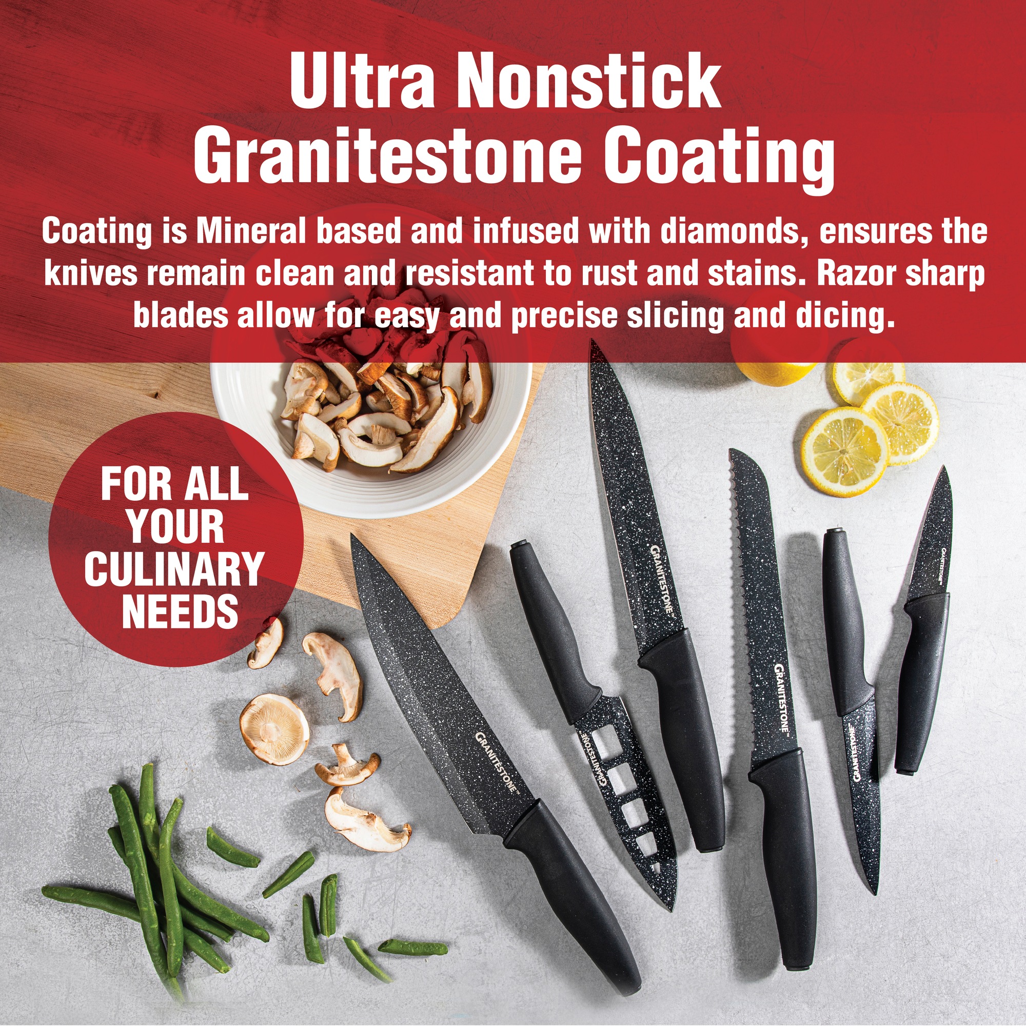 Granitestone Nutriblade 6-Piece Knife Set 6 Granitestone Nutriblade 6-Piece Knife Set