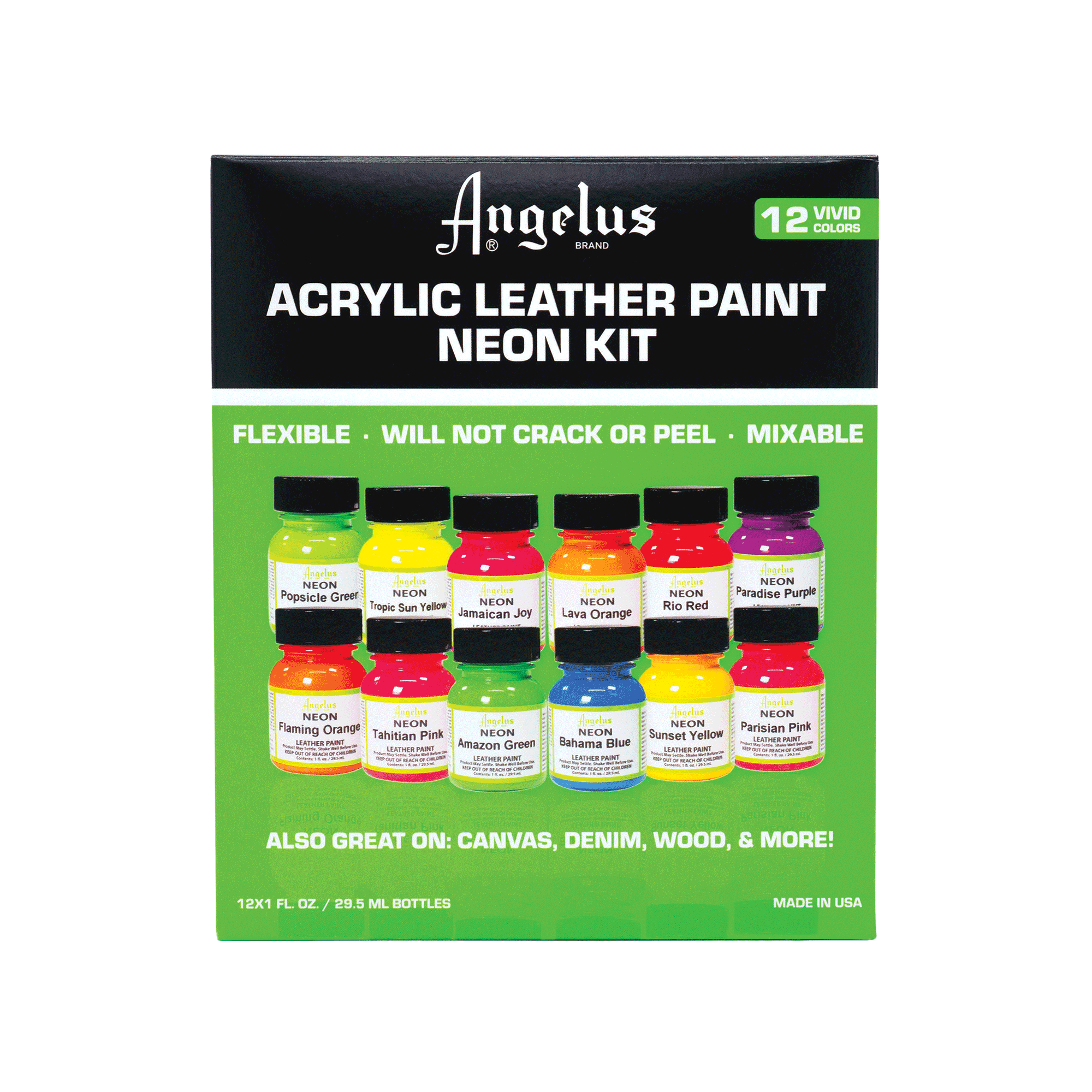 Angelus Neon Acrylic Leather Paint Kit