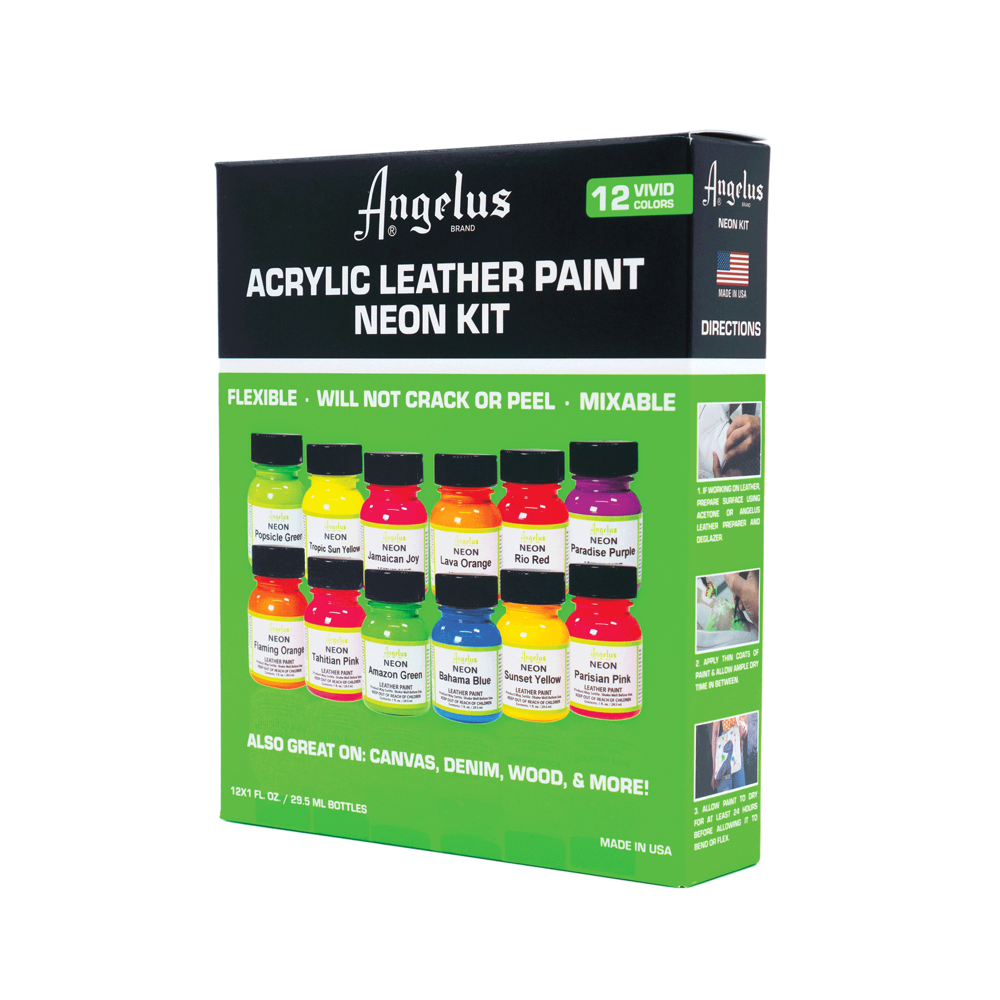 Angelus Neon Acrylic Leather Paint Kit 5 Angelus Neon Acrylic Leather Paint Kit