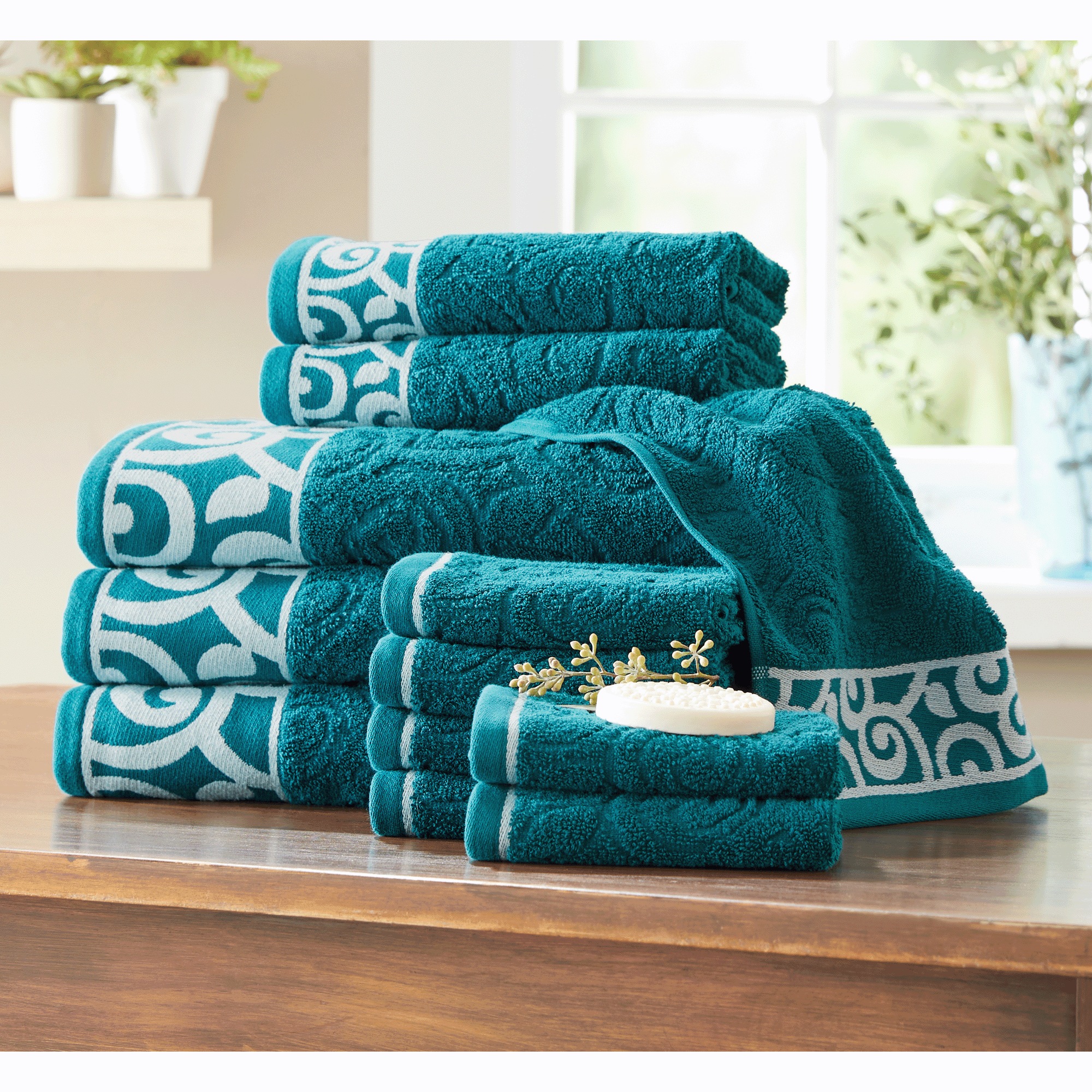 12-Piece Serene Scroll Towel Set