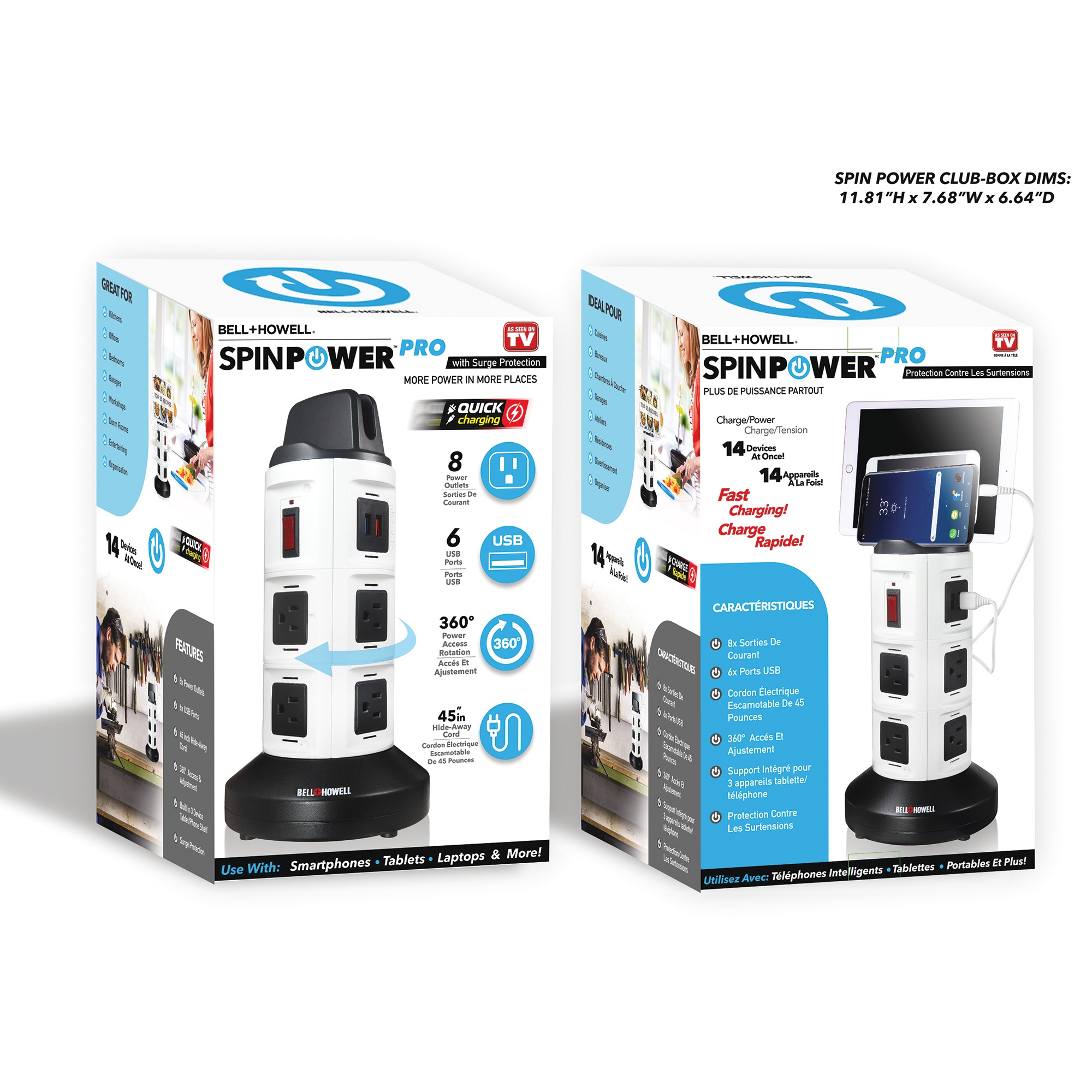 Bell+Howell Spin Power Charging Station with Surge Protection 4 Bell+Howell Spin Power Charging Station with Surge Protection