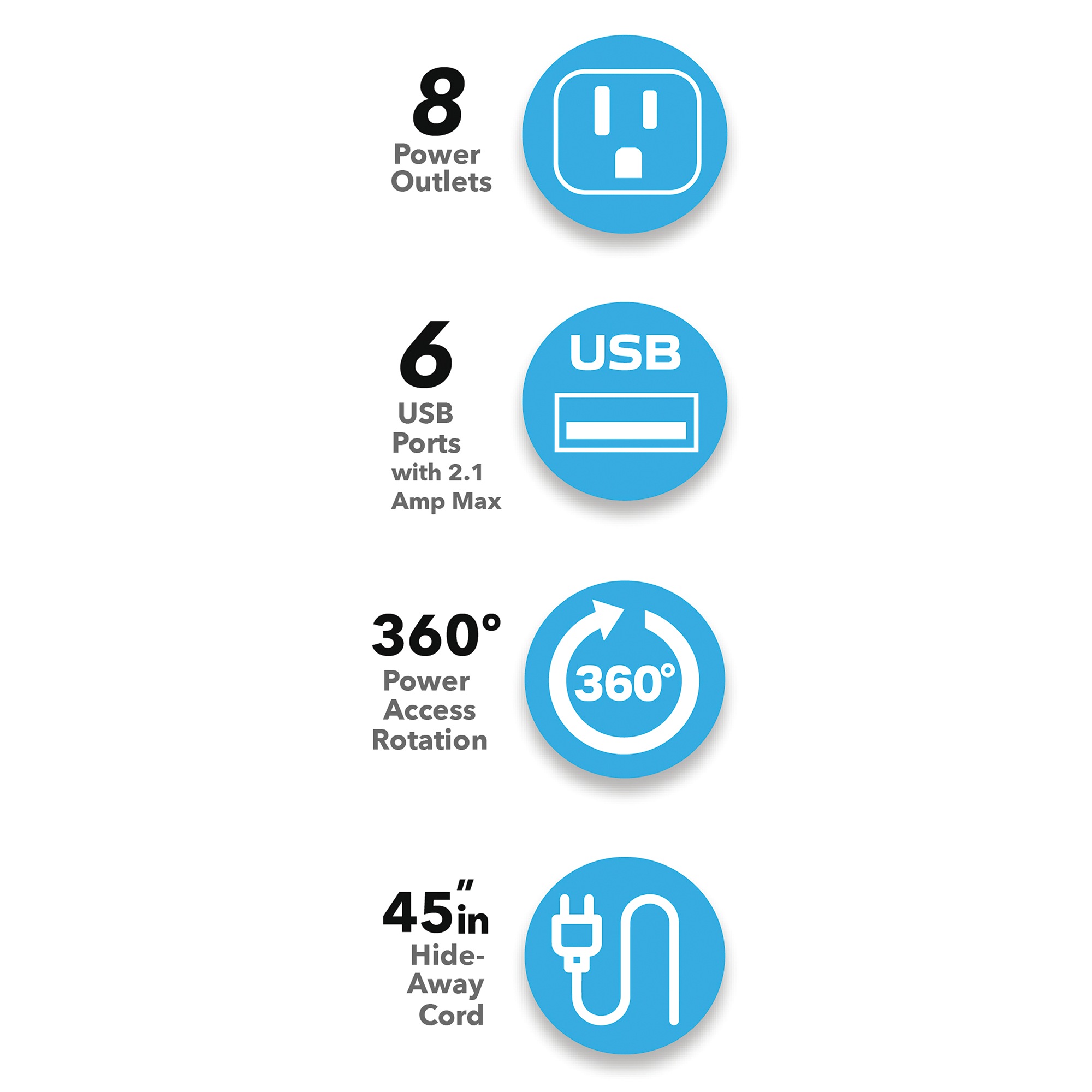 Bell+Howell Spin Power Charging Station with Surge Protection 6 Bell+Howell Spin Power Charging Station with Surge Protection