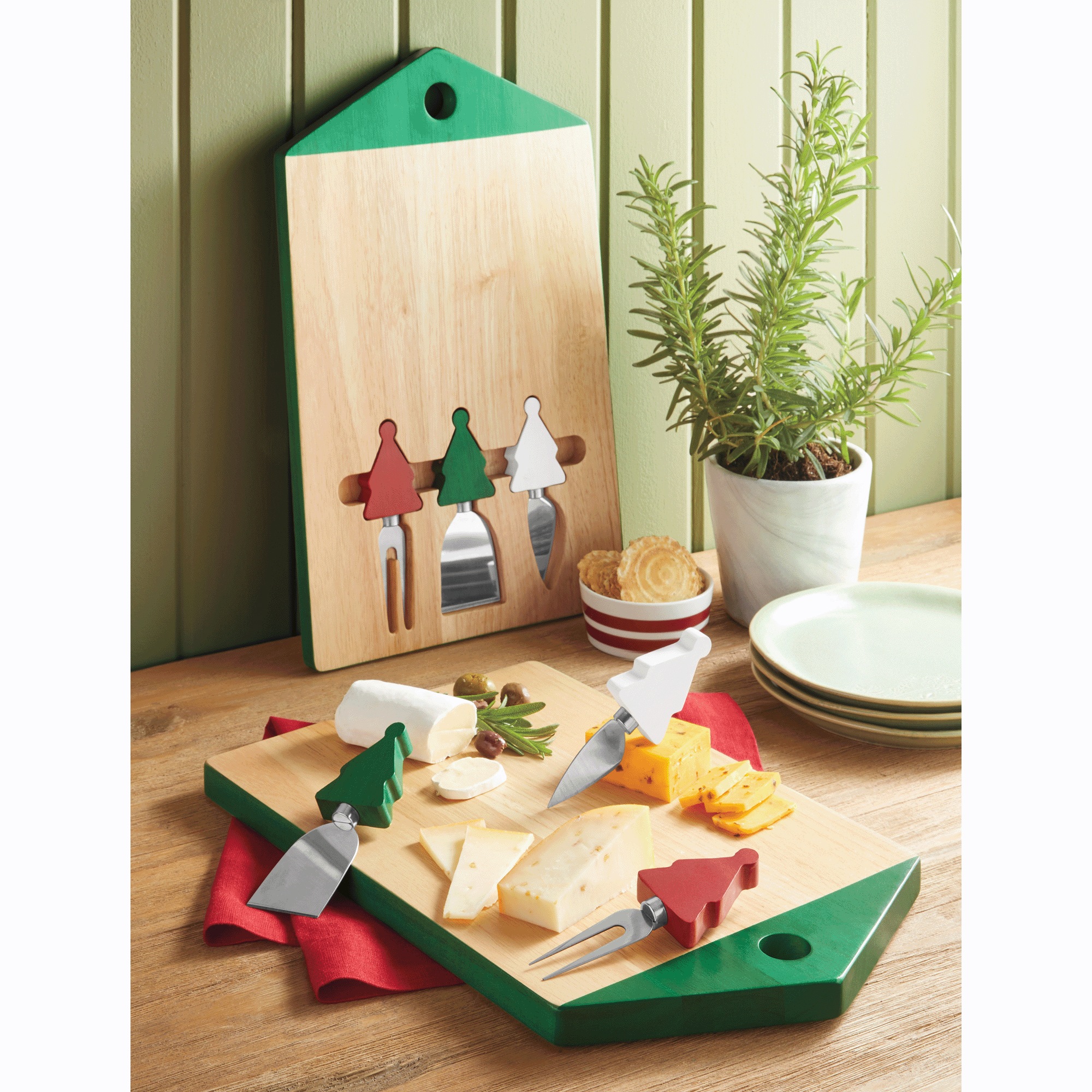 Christmas Serving Board with Utensils