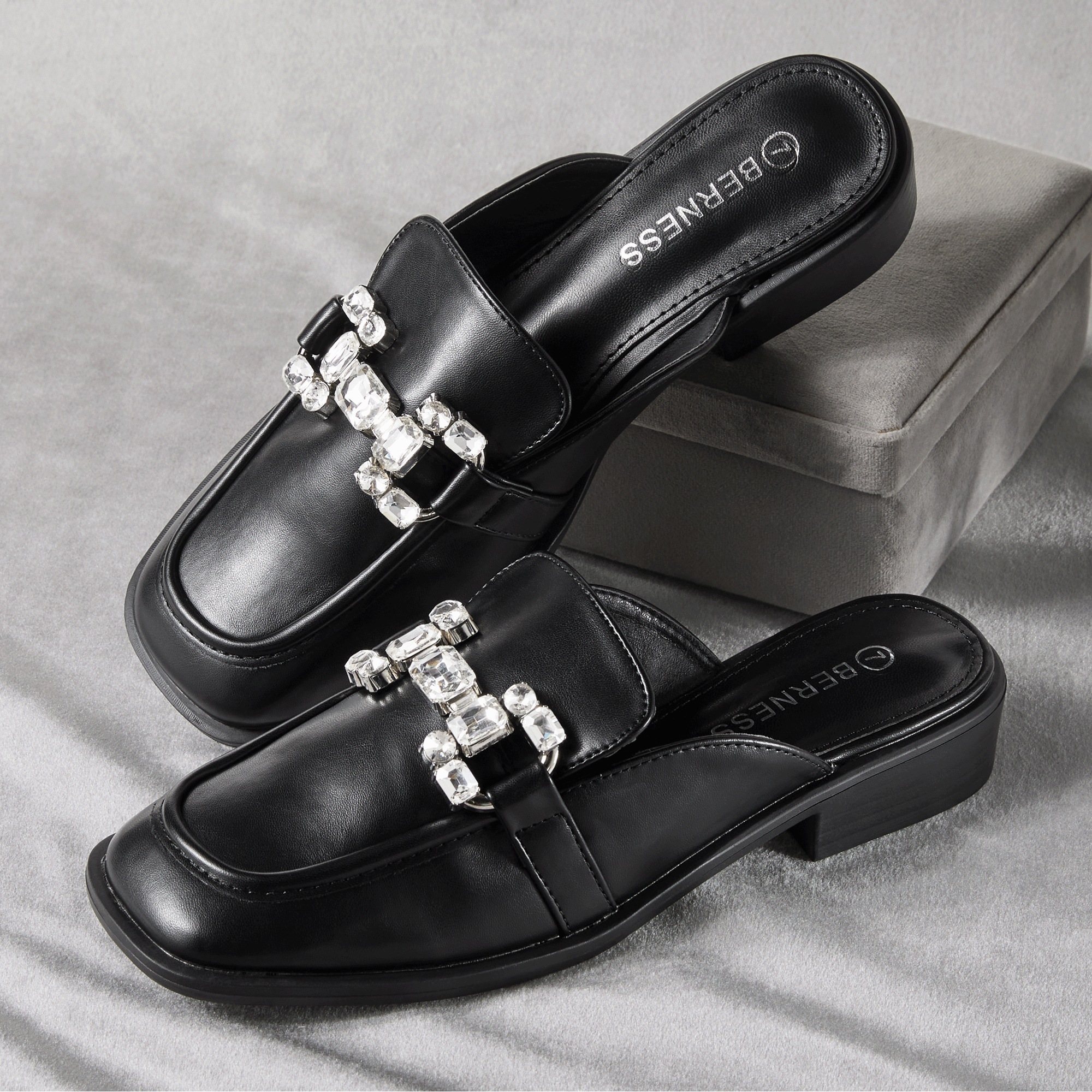 Aquene Rhinestone Mule for Women with Memory Foam