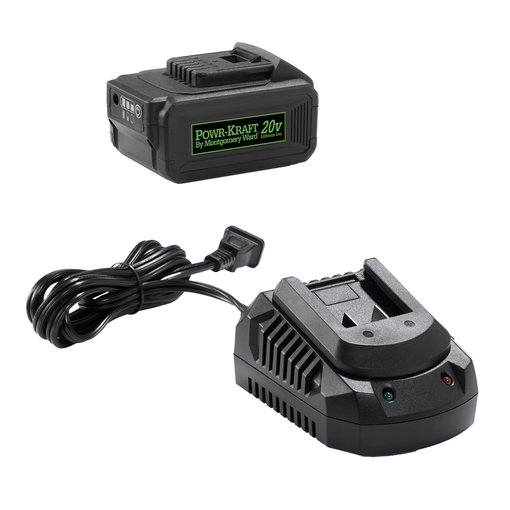 Bundle and Save Pack: Powr-Kraft 2-Pack 20V 4.0Ah Lithium-Ion Battery & Charger by Montgomery Ward