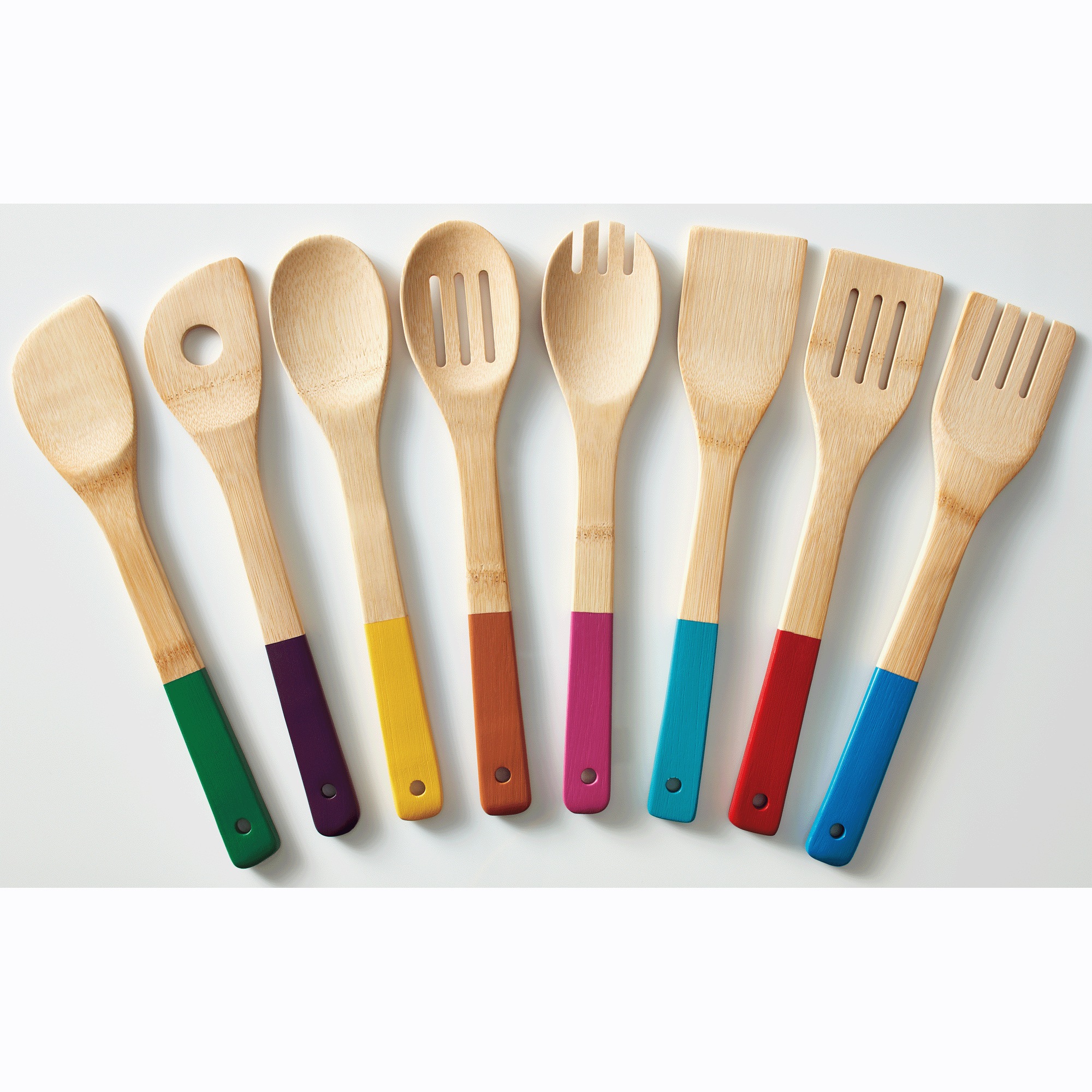 8-Piece Colored Bamboo Utensil Set