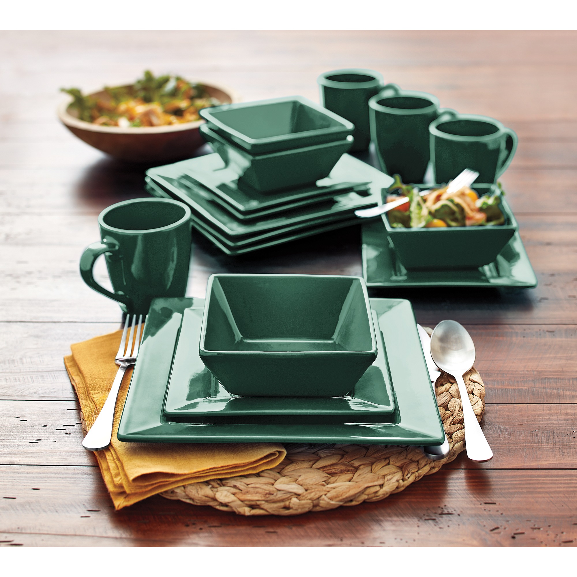 16-Piece Modern Square Dinnerware Set in Solid Colors 12 16-Piece Modern Square Dinnerware Set in Solid Colors