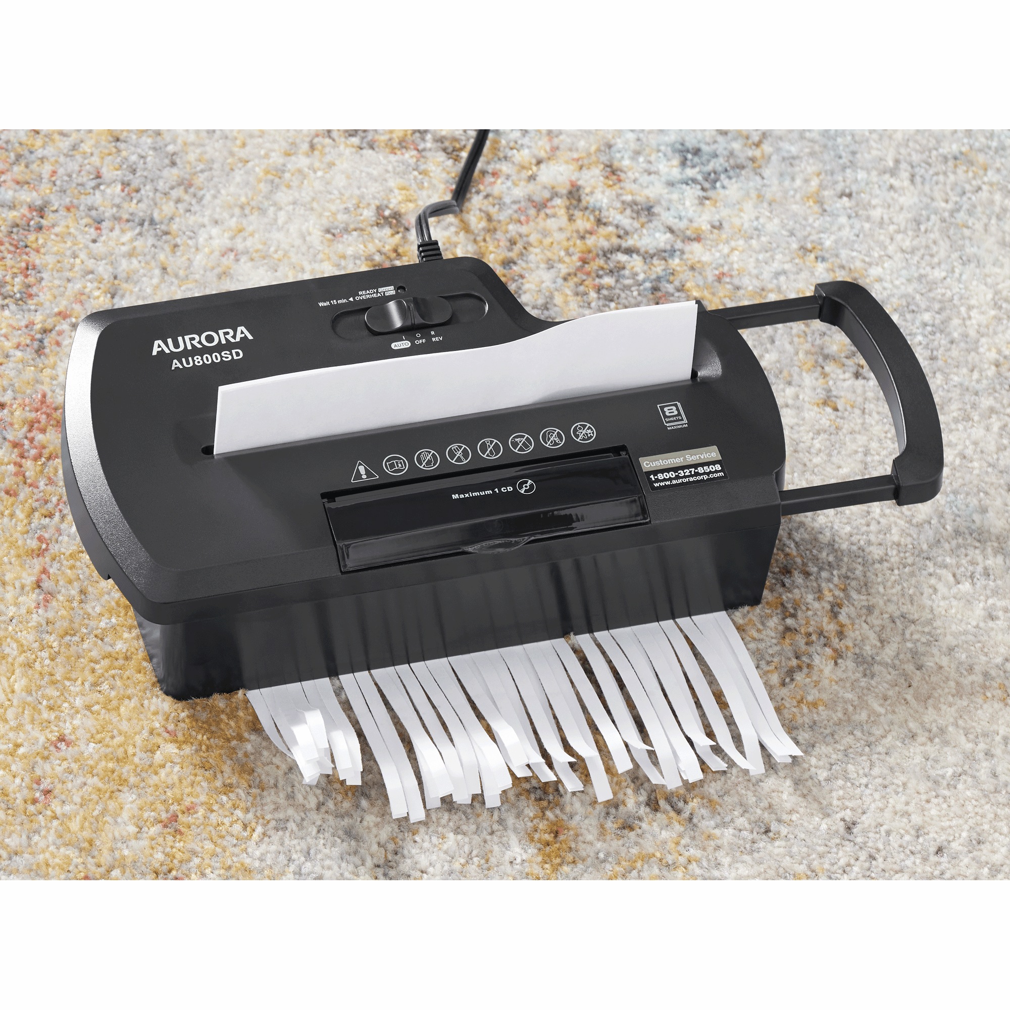 Aurora Mini 8-Sheet Paper Shredder without Basket 3 Aurora Mini 8-Sheet Paper Shredder without Basket