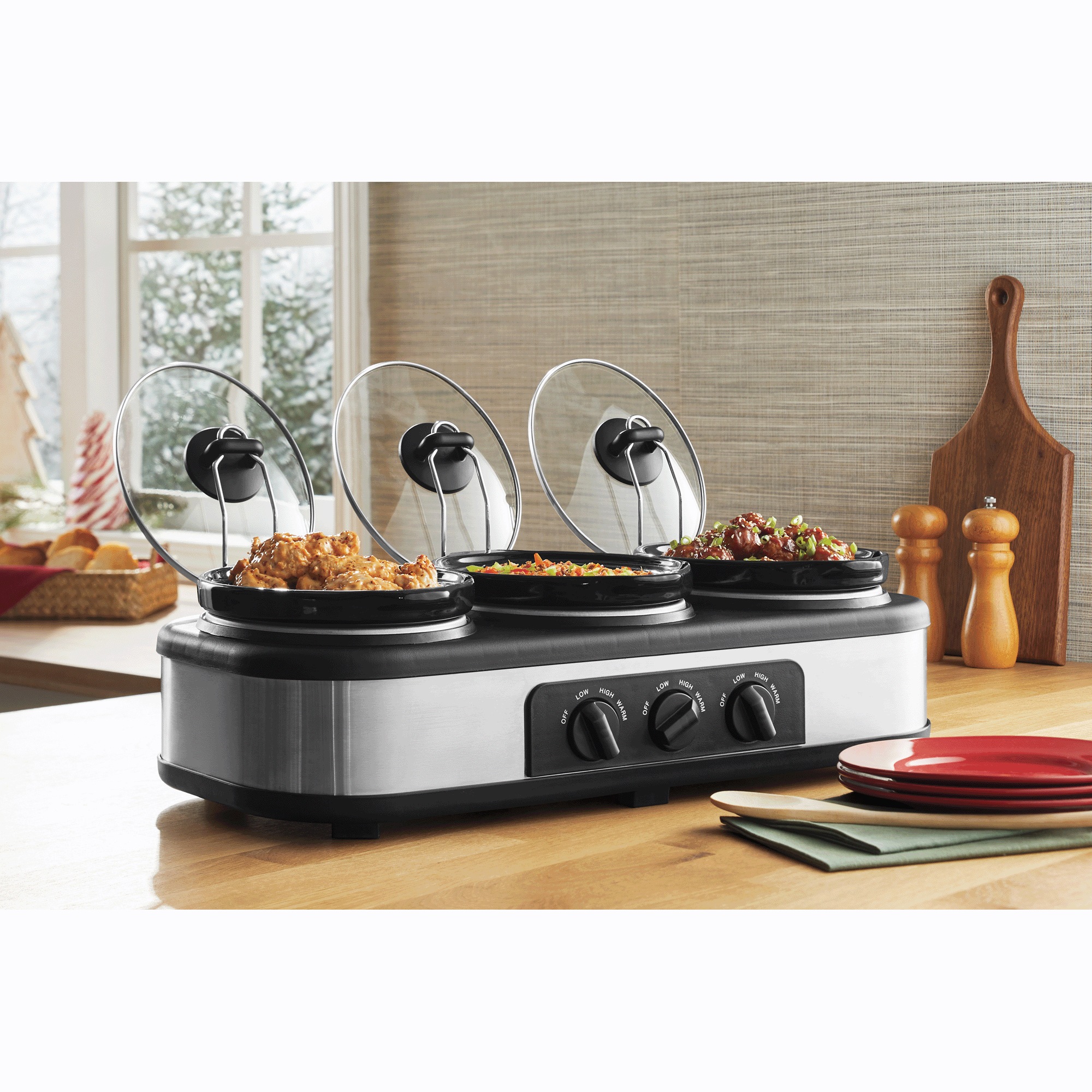 Triple Slow Cooker Buffet Server
