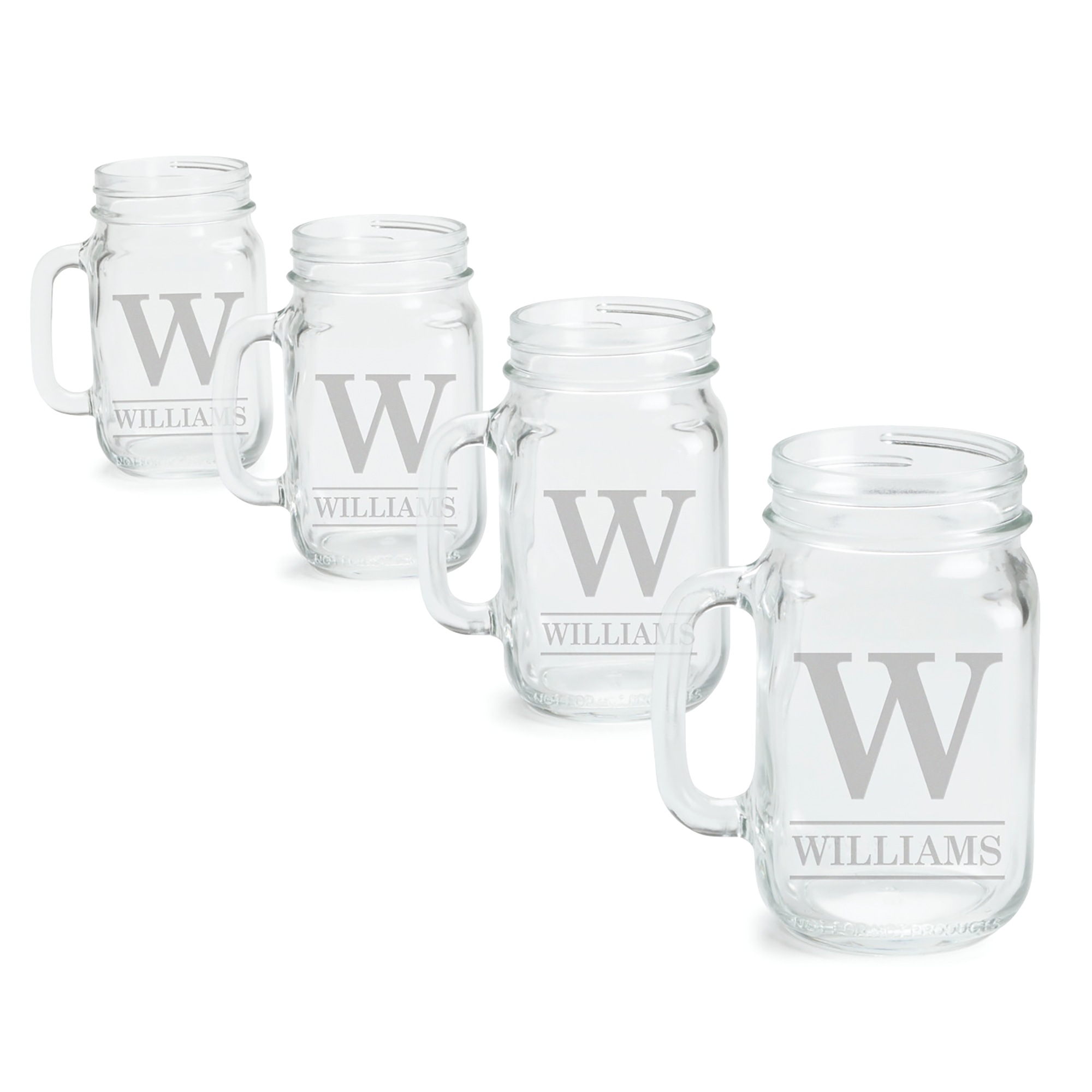 Set of 4 Personalized Mason Jar Glasses