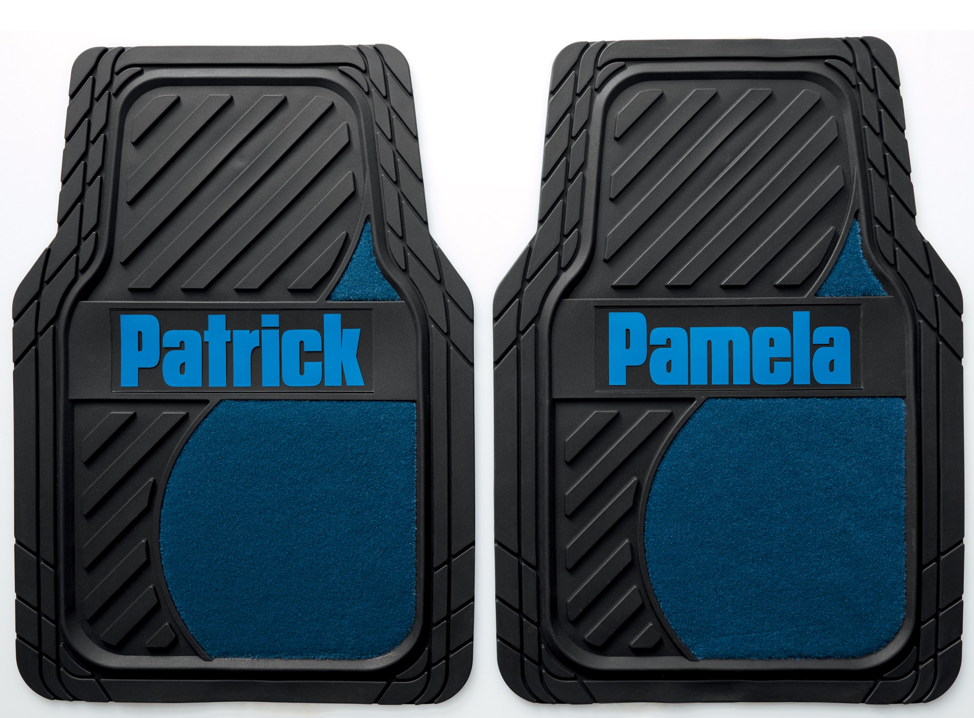 Set of 2 Personalized Rubber Car Floor Mats with Carpet Insets 4 Set of 2 Personalized Rubber Car Floor Mats with Carpet Insets