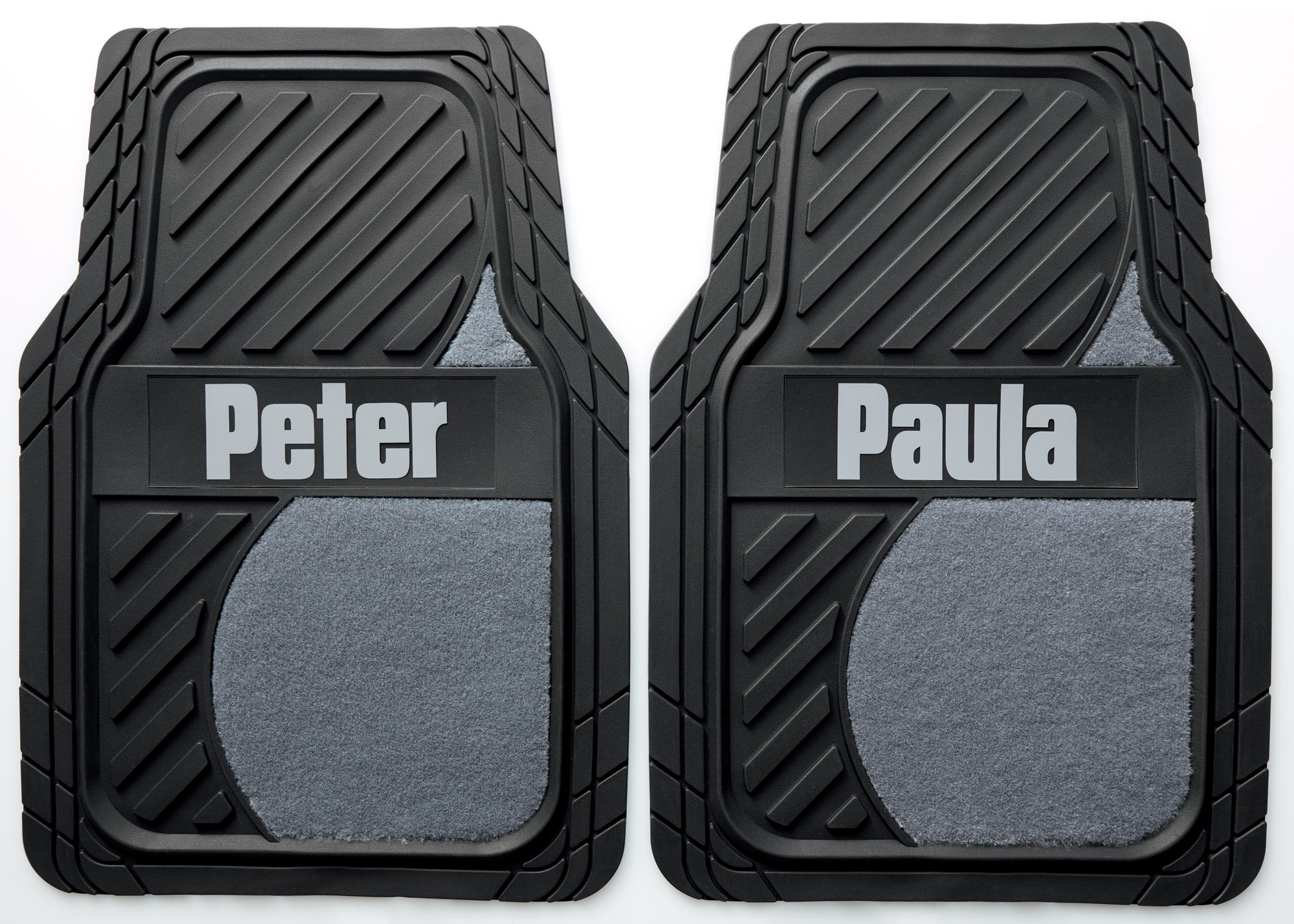 Set of 2 Personalized Rubber Car Floor Mats with Carpet Insets 5 Set of 2 Personalized Rubber Car Floor Mats with Carpet Insets