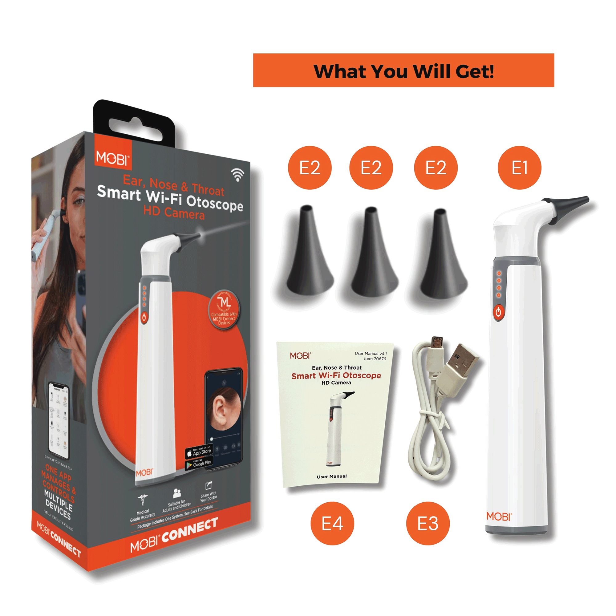 Mobi Smart Ear, Nose & Throat Otoscope