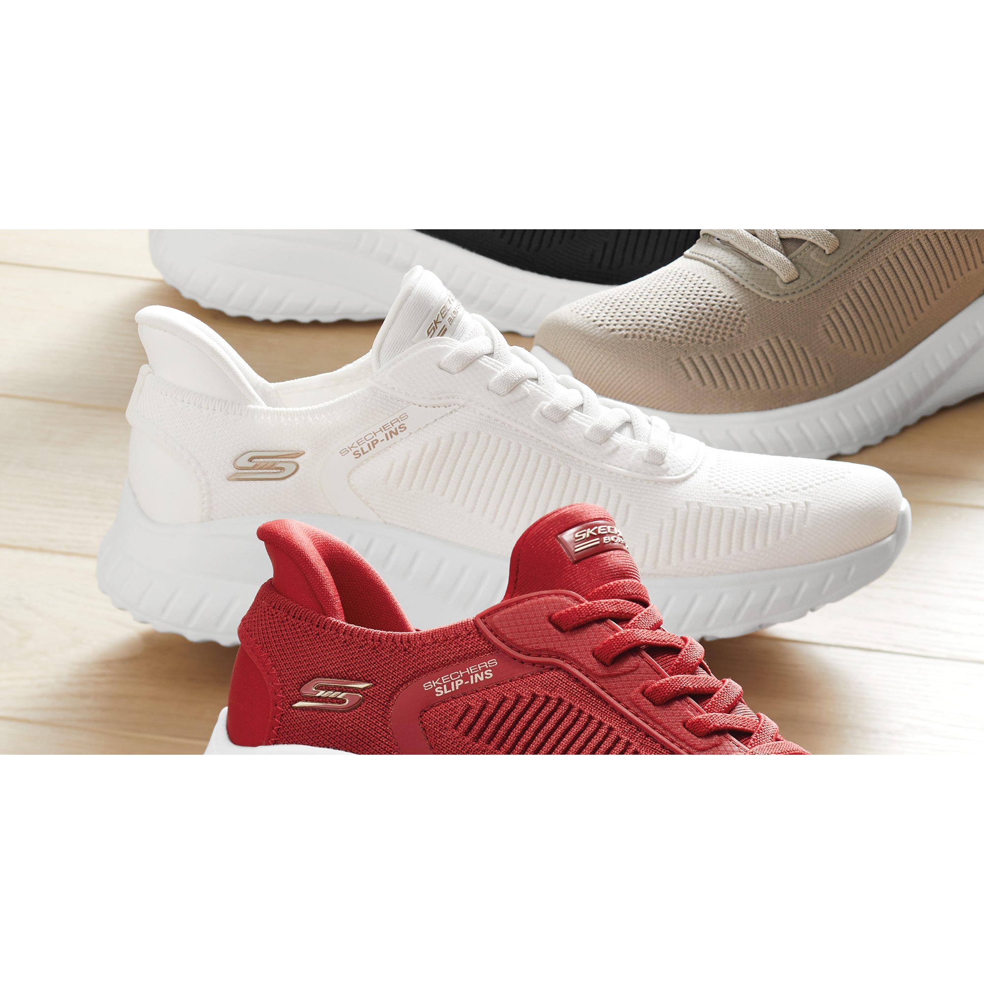 BOBS Womenâs Sport Squad Chaos Slip-Ins by Skechers 5 BOBS Womenâs Sport Squad Chaos Slip-Ins by Skechers