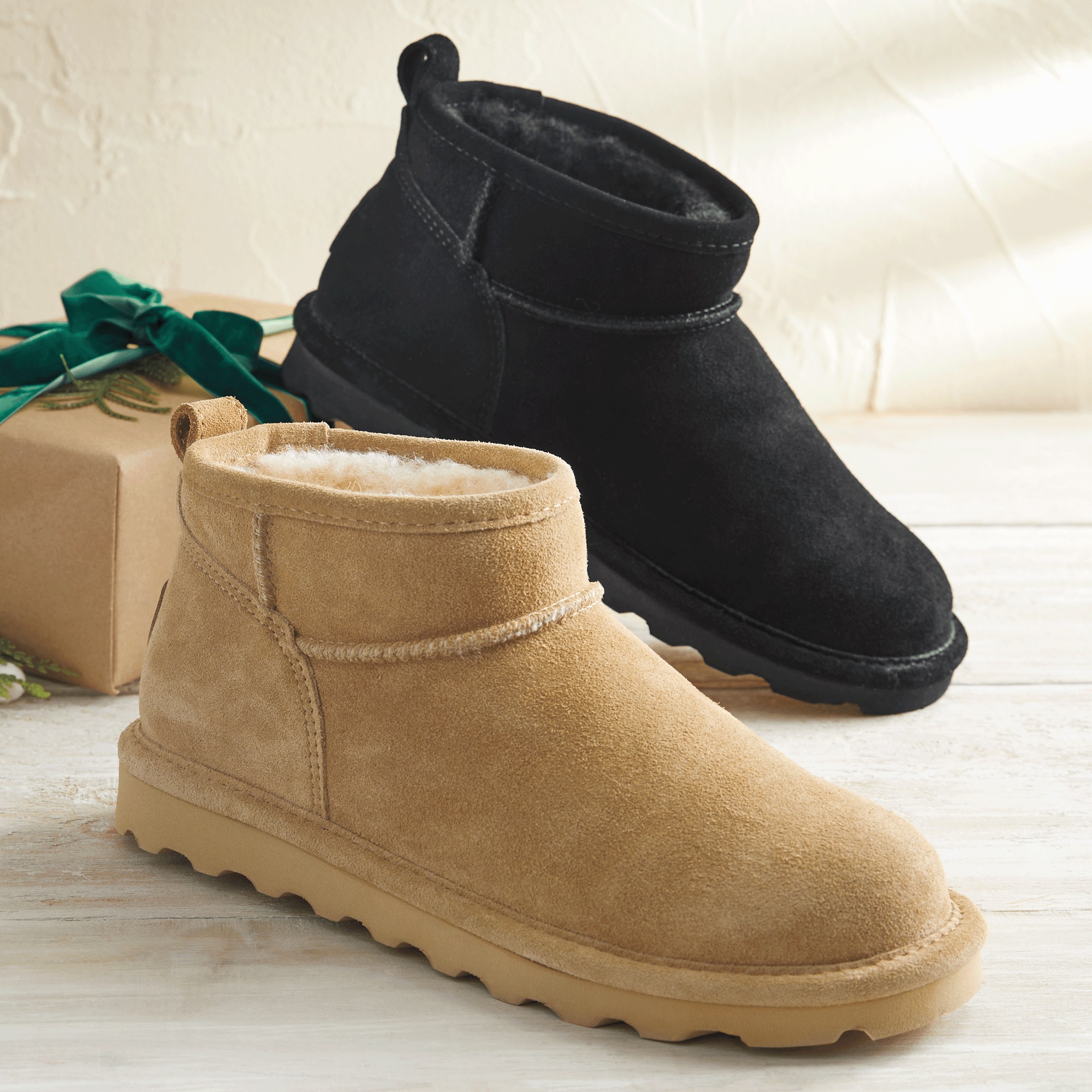 Bearpaw Shorty Suede Bootie for Women with Water Resistance