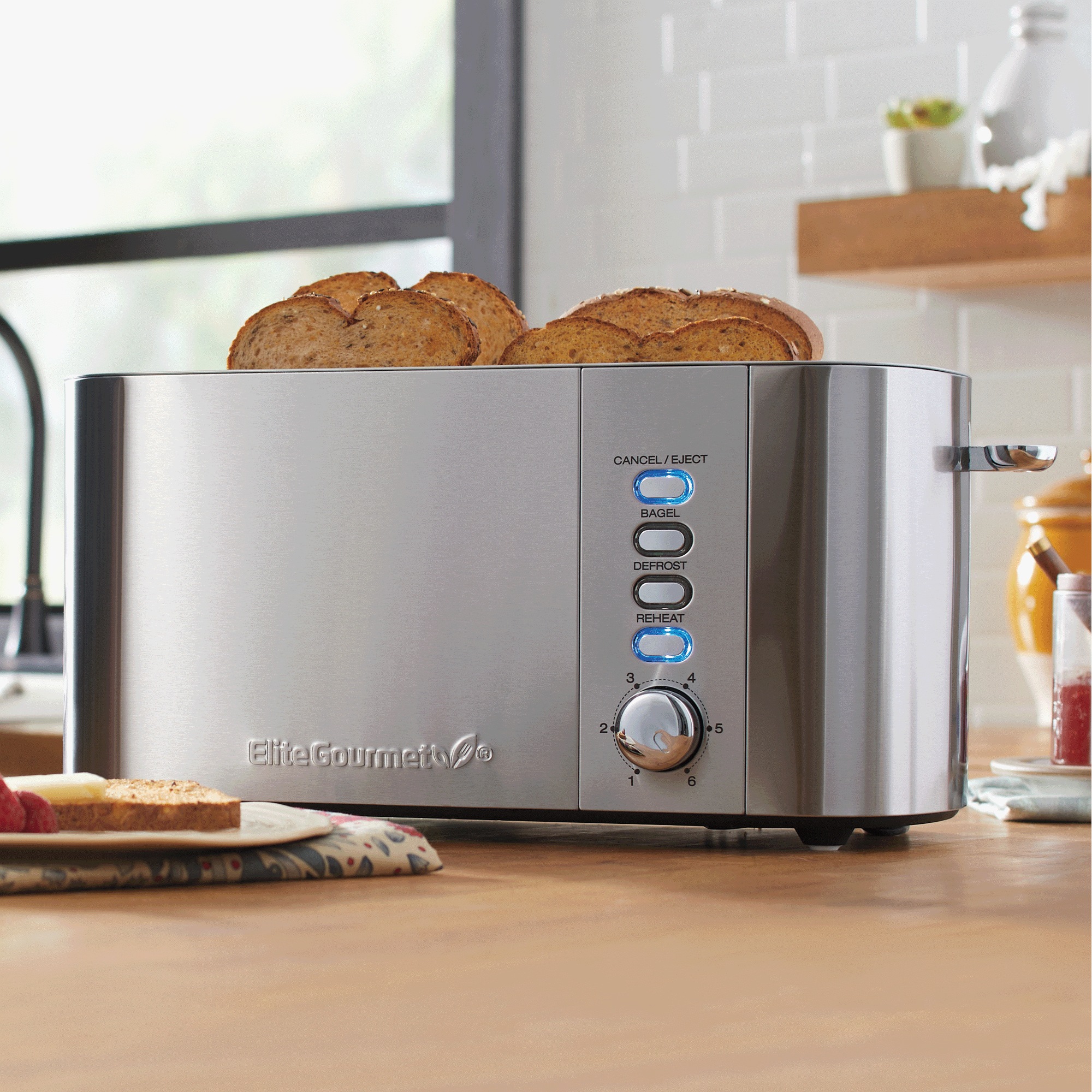 Elite Gourmet Long Slot 4-Slice Toaster 1 Elite Gourmet Long Slot 4-Slice Toaster