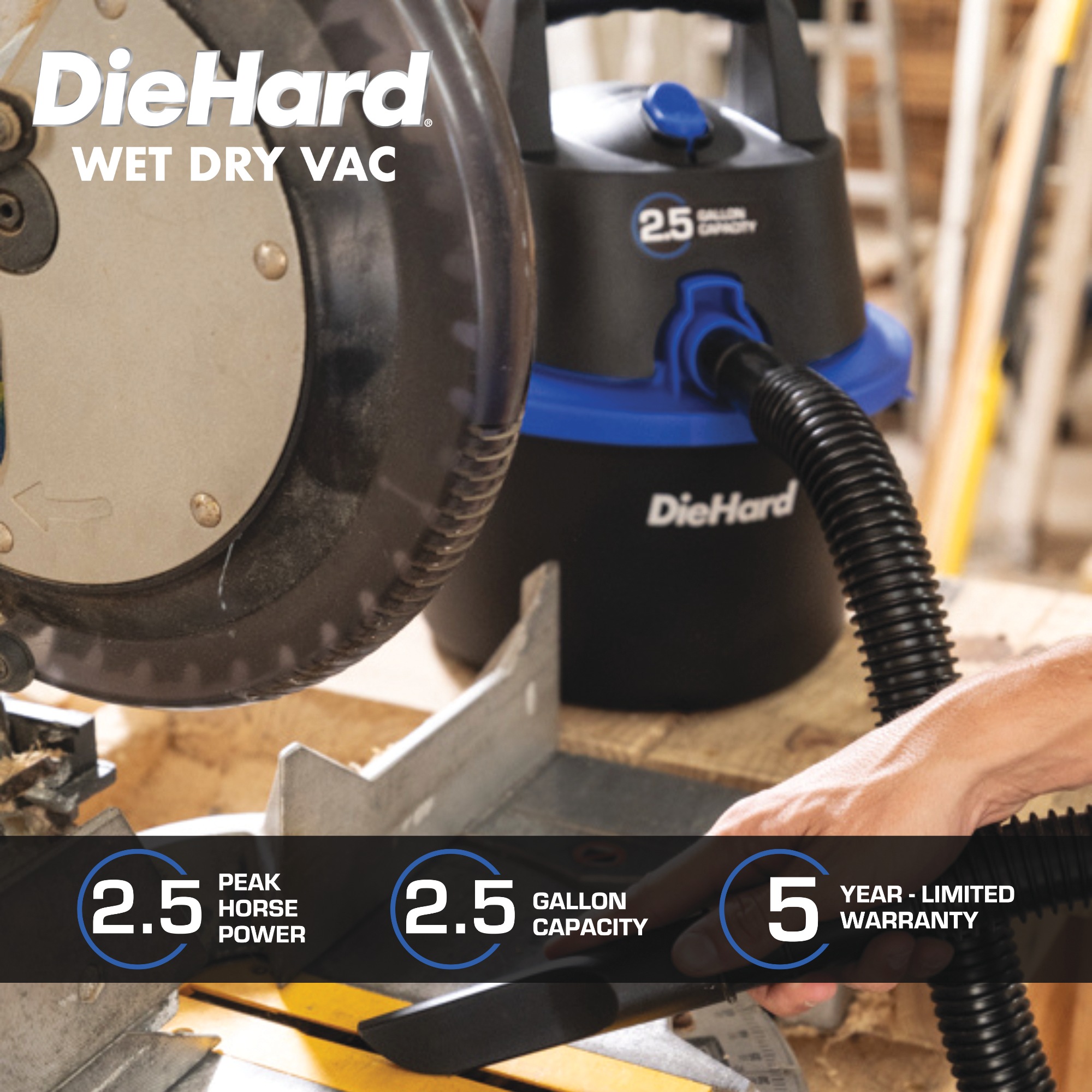 DieHard 2.5-Gallon Wall-Mount Wet/Dry Vac 4 DieHard 2.5-Gallon Wall-Mount Wet/Dry Vac