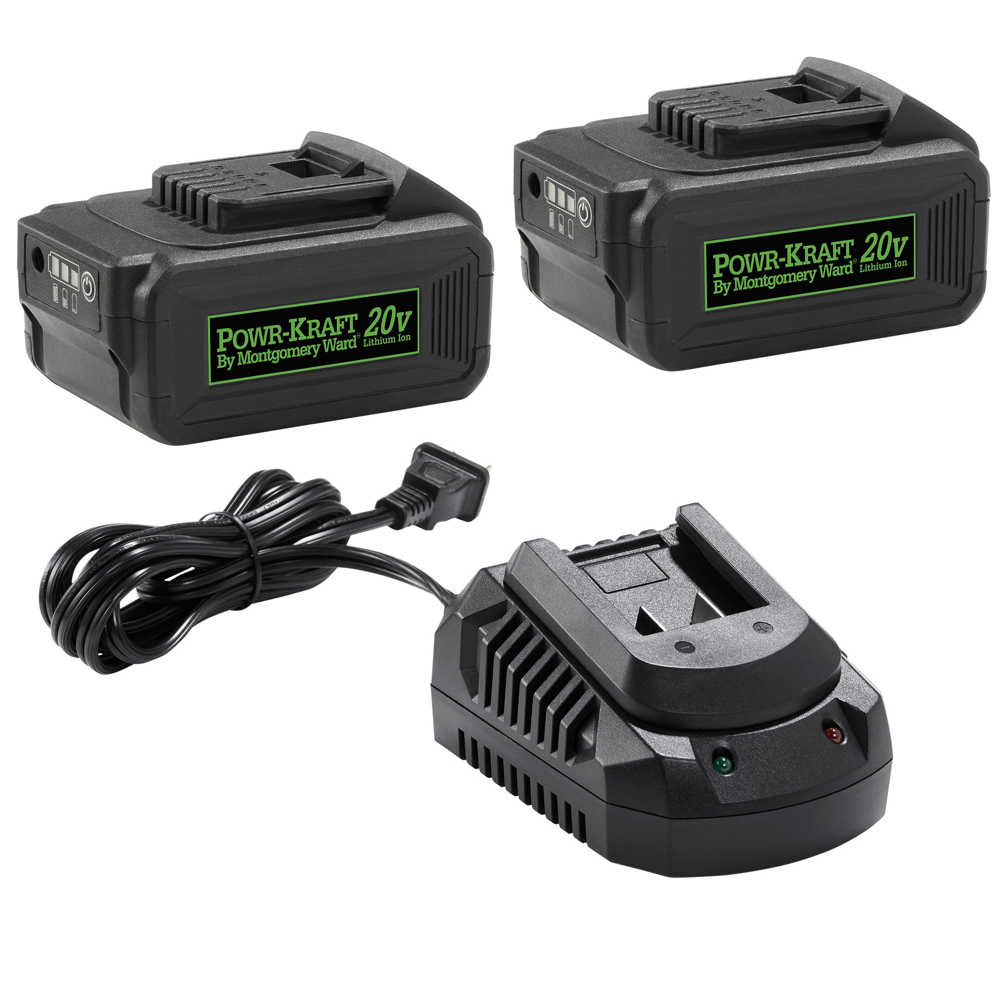 Bundle and Save Pack: Powr-Kraft 2-Pack 20V 4.0Ah Lithium-Ion Batteries & Charger by Montgomery Ward