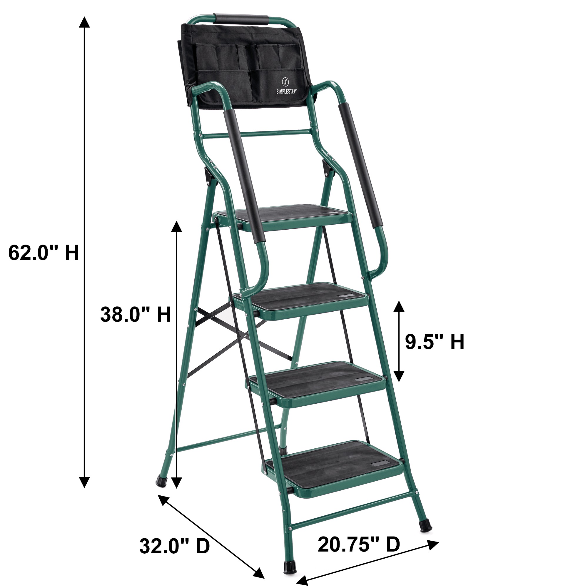 4-Step Safety Ladder with Tool Tote and Non-Slip Steps