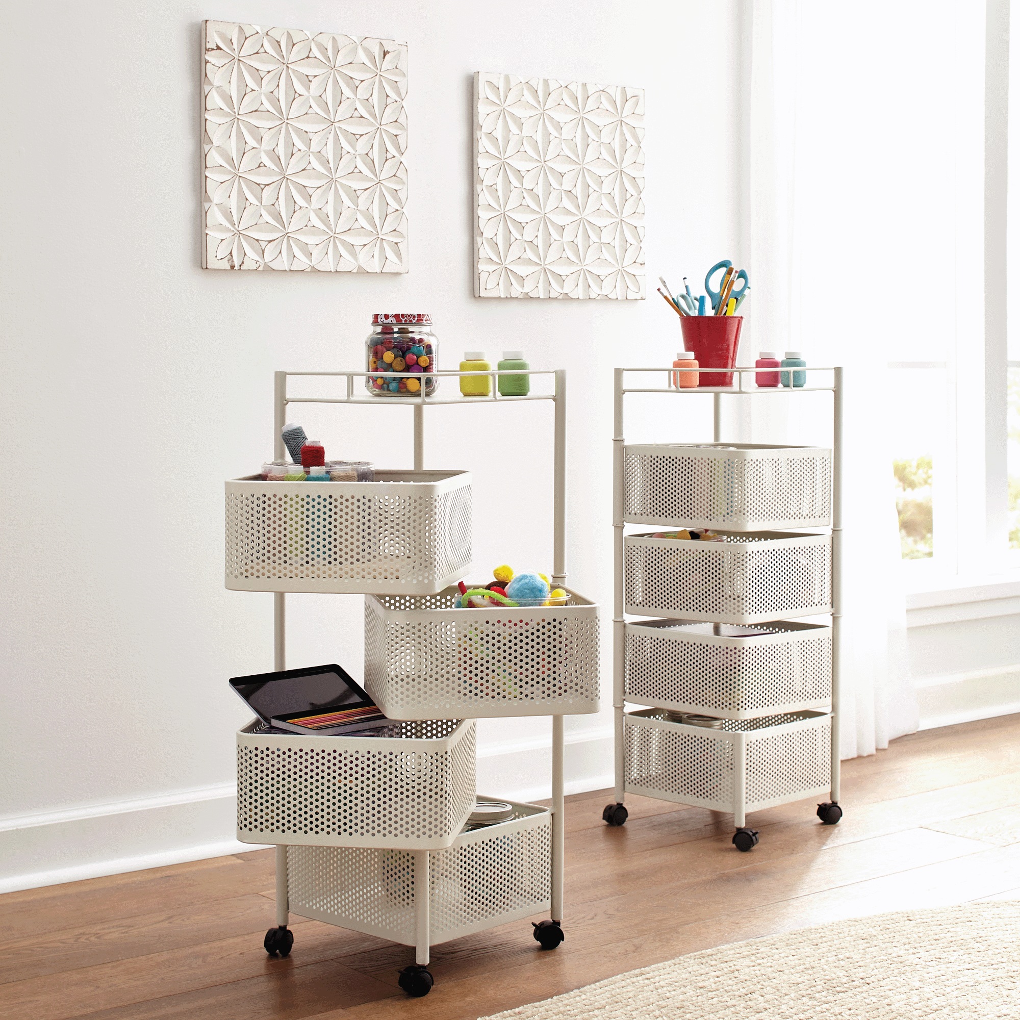 Square-Basket Rolling Organizer