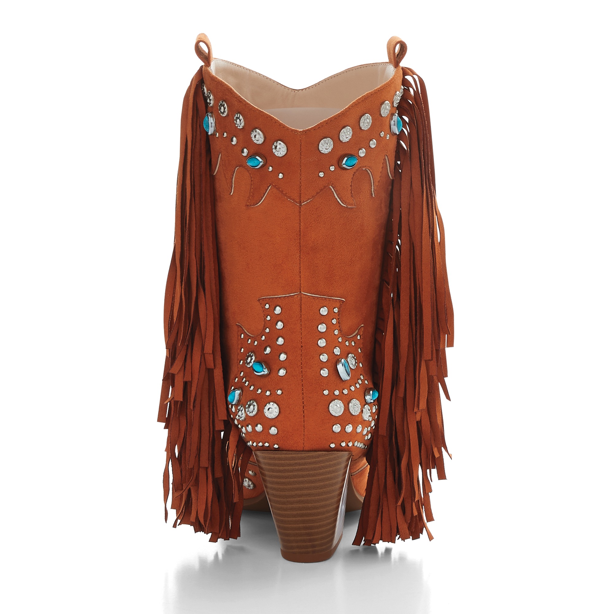 Azalea Wang Anorak Fringe & Stud Faux-Suede Bootie with 3" Heel for Women 4 Azalea Wang Anorak Fringe & Stud Faux-Suede Bootie with 3" Heel for Women