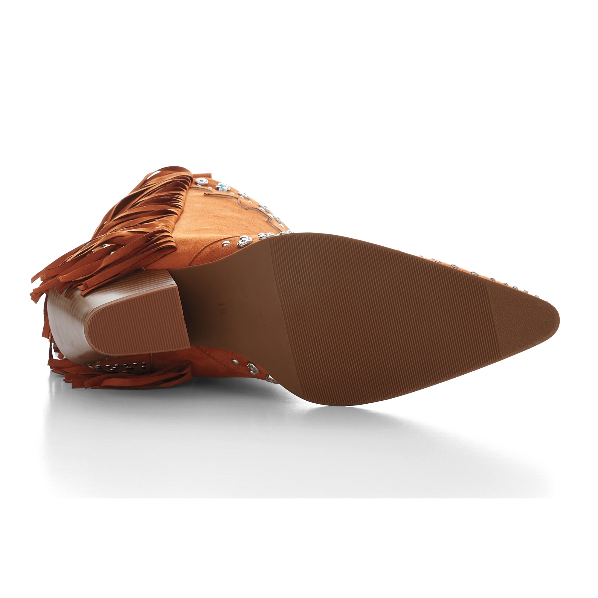 Azalea Wang Anorak Fringe & Stud Faux-Suede Bootie with 3" Heel for Women 5 Azalea Wang Anorak Fringe & Stud Faux-Suede Bootie with 3" Heel for Women