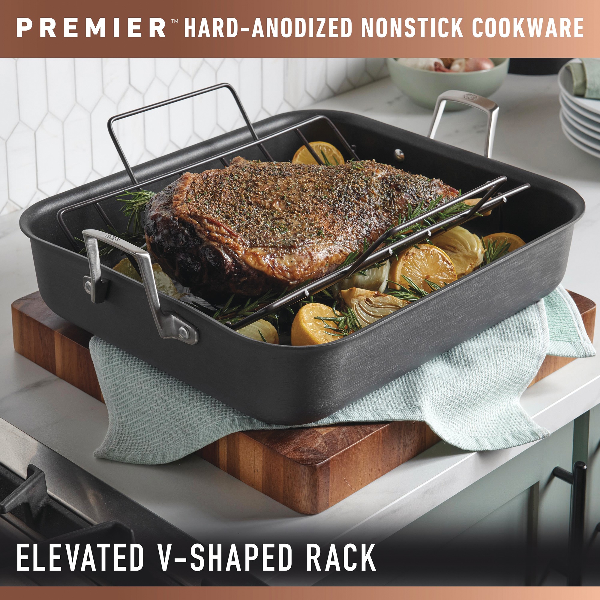 Calphalon Hard-Anodized 16" Roasting Pan with Rack