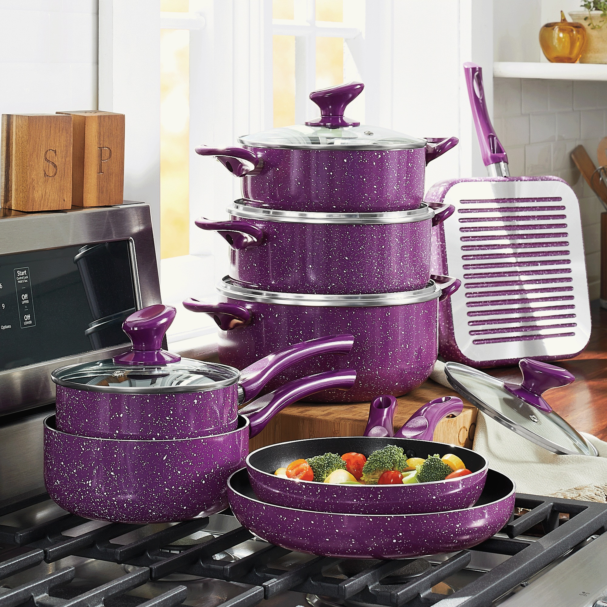 13-Piece Granite Aluminum Cookware Set