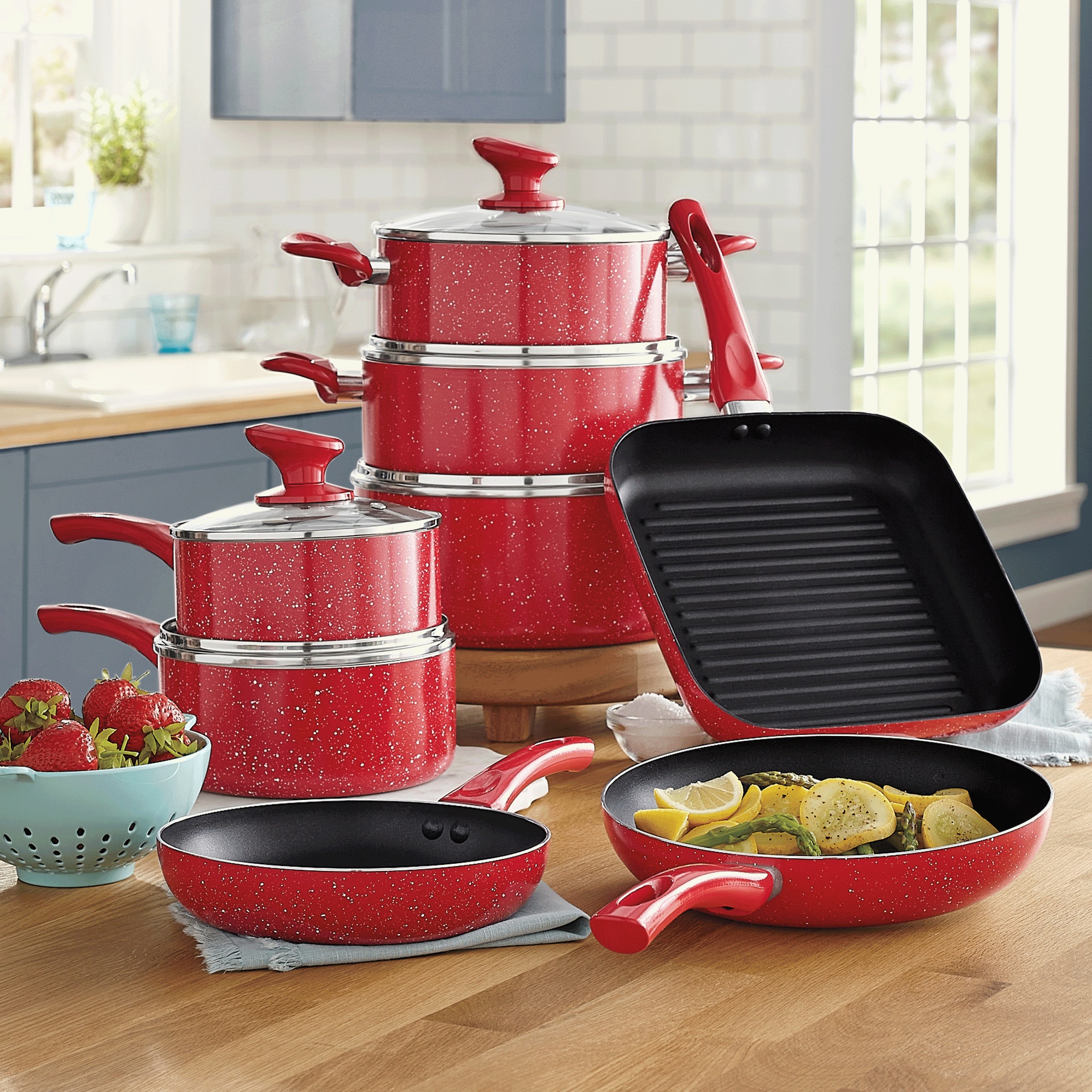 13-Piece Granite Aluminum Cookware Set